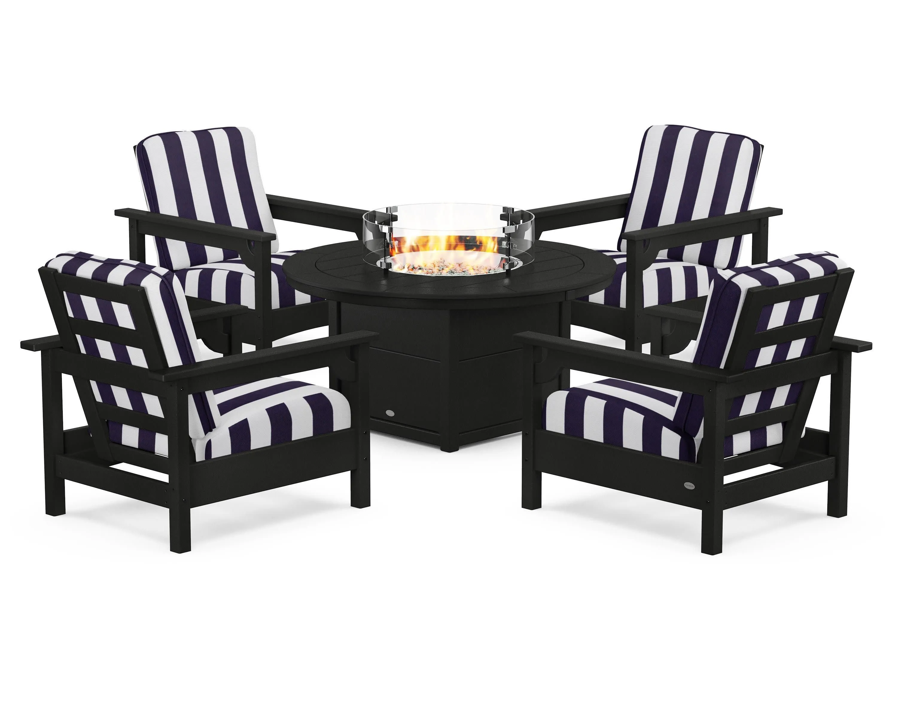 Club 5-Piece Conversation Set with Fire Pit Table