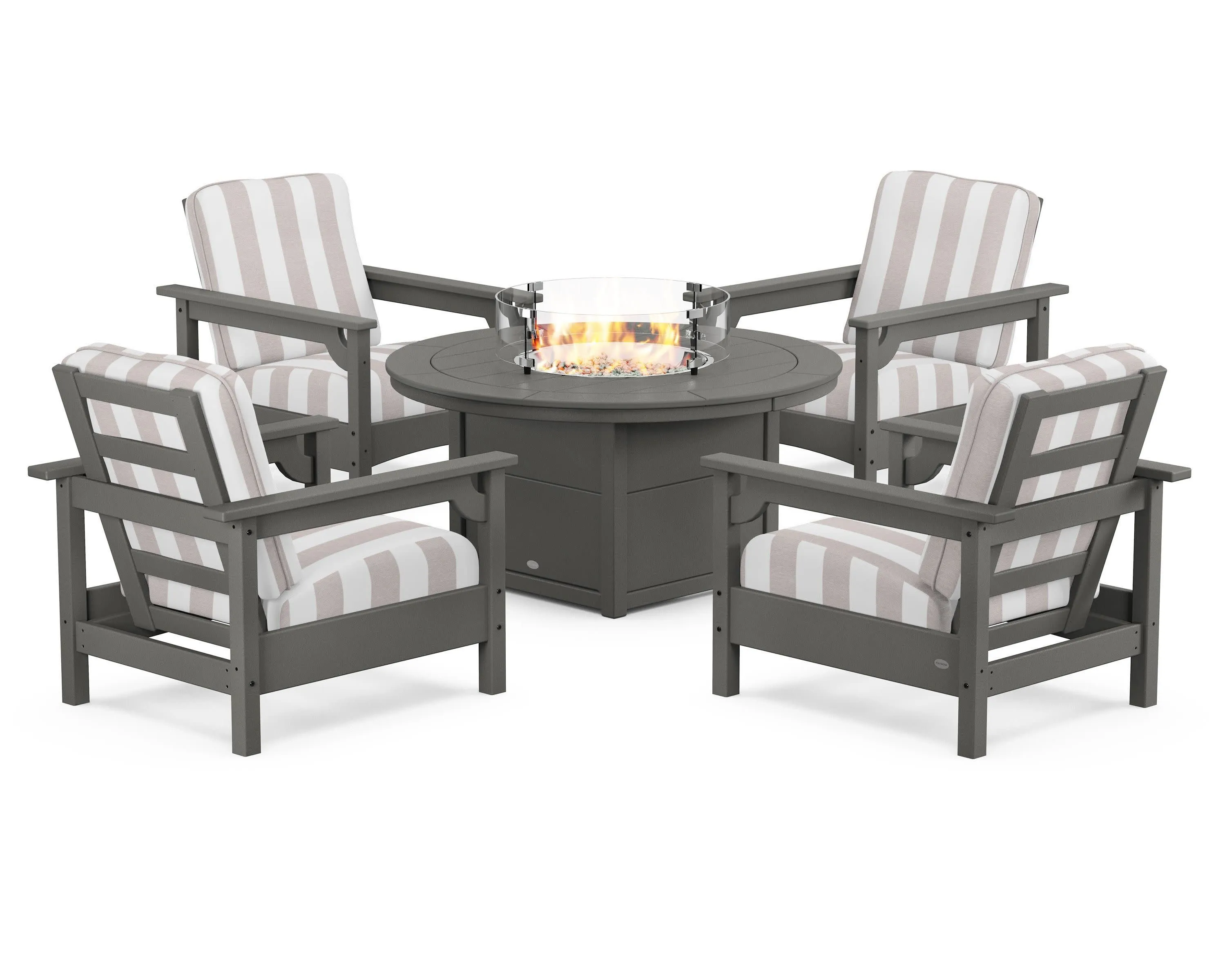 Club 5-Piece Conversation Set with Fire Pit Table
