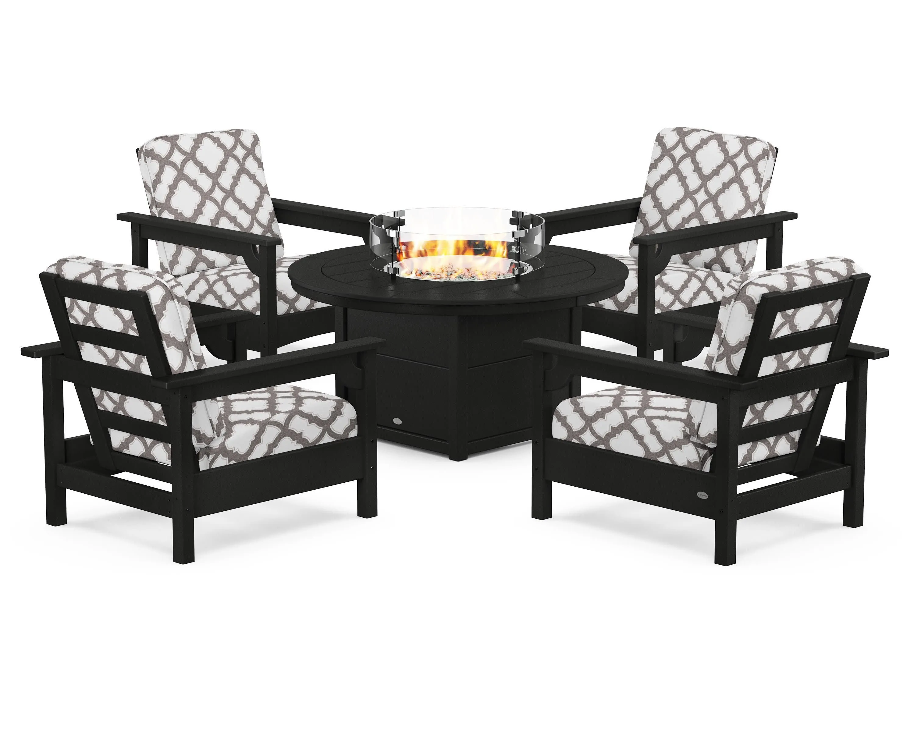 Club 5-Piece Conversation Set with Fire Pit Table