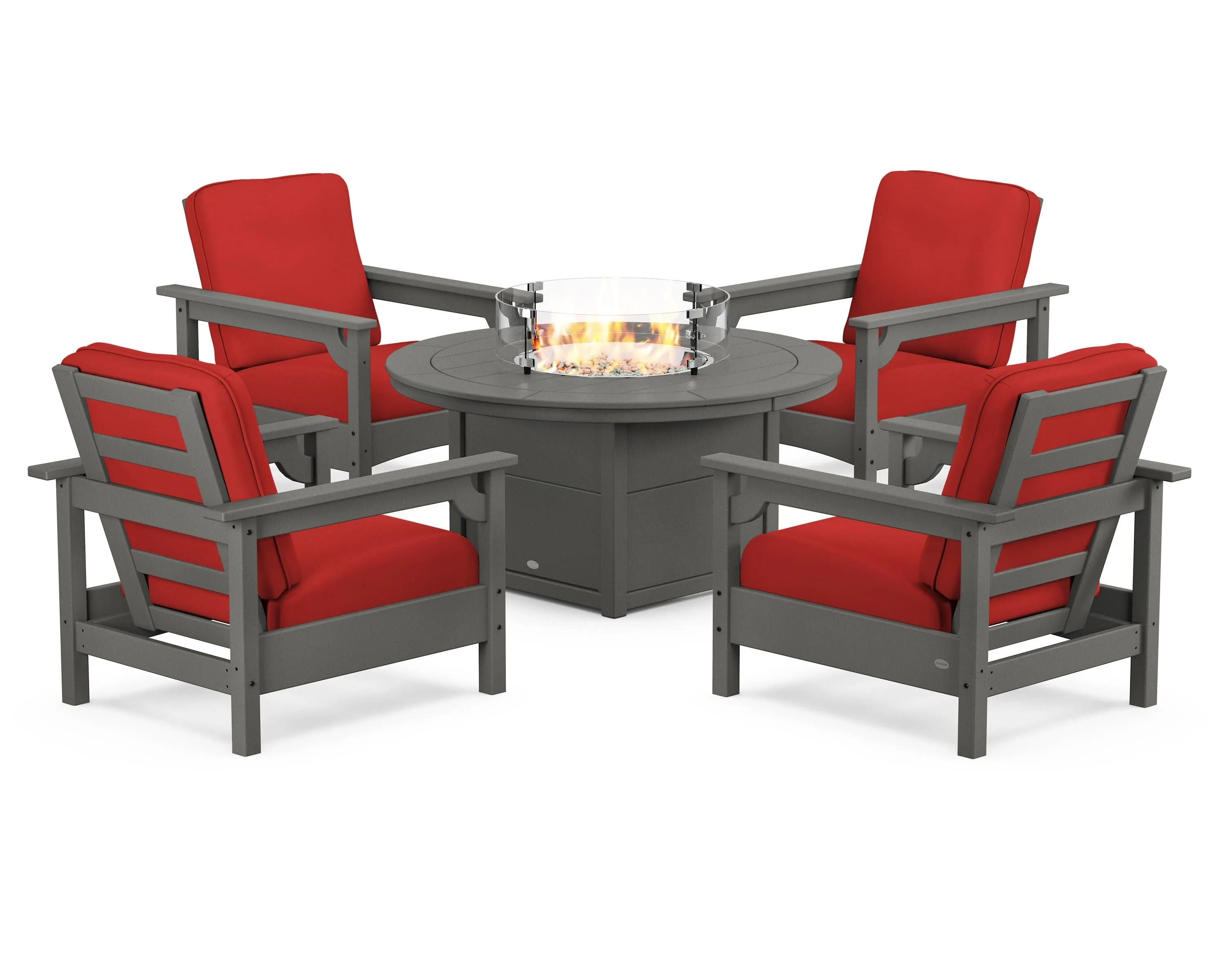 Club 5-Piece Conversation Set with Fire Pit Table