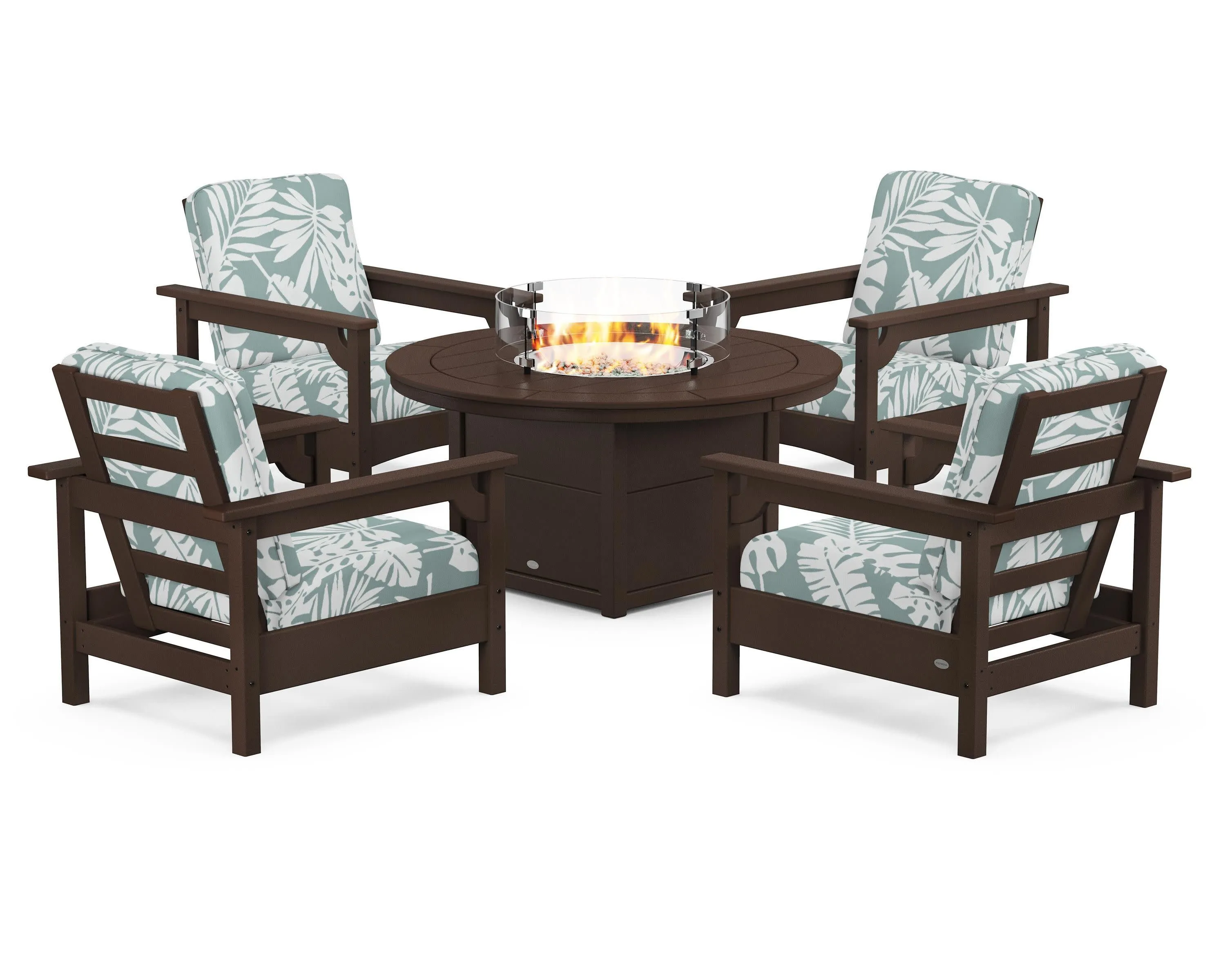 Club 5-Piece Conversation Set with Fire Pit Table