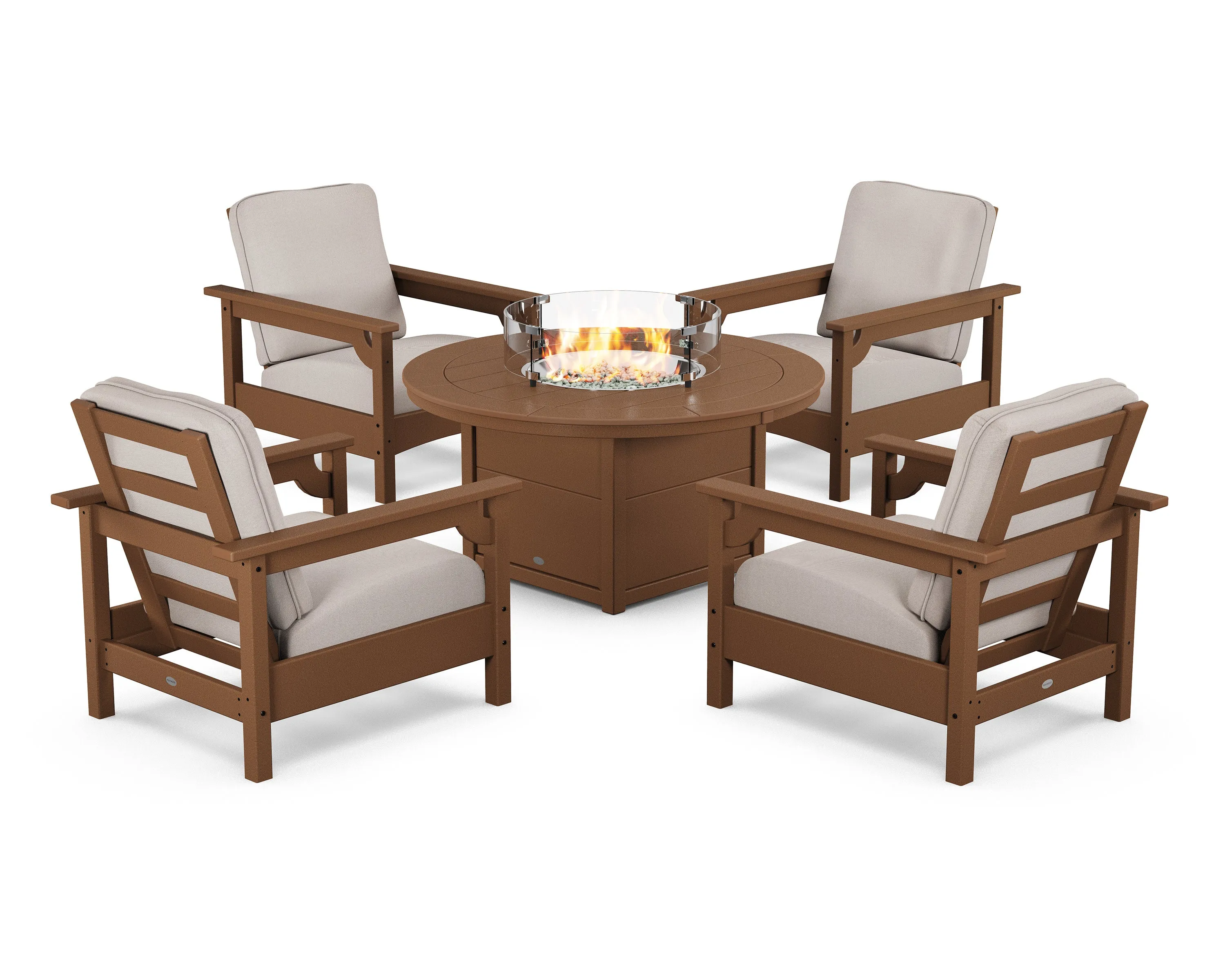 Club 5-Piece Conversation Set with Fire Pit Table