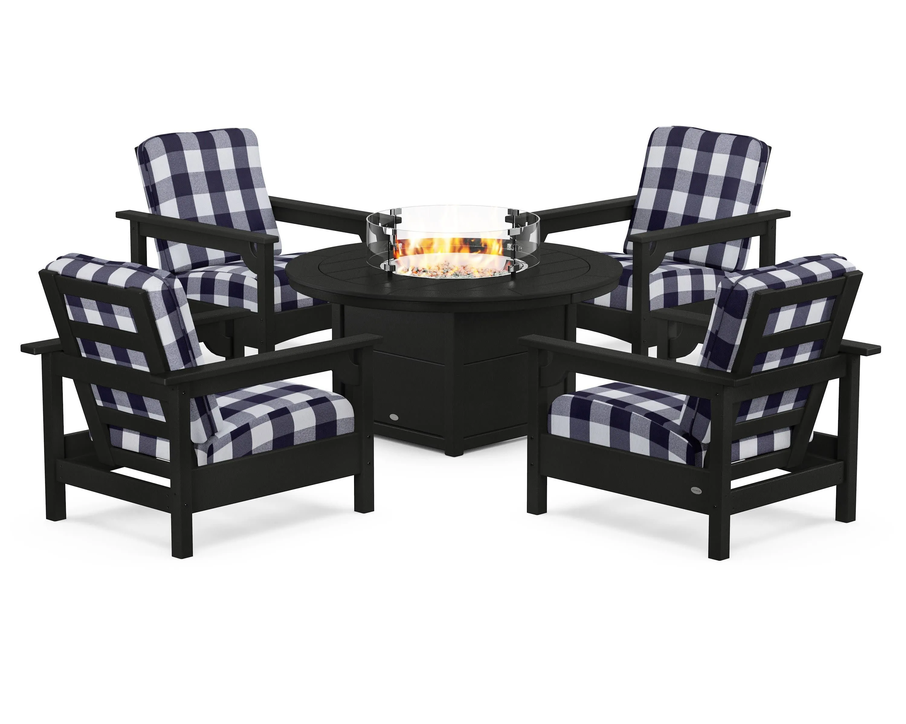 Club 5-Piece Conversation Set with Fire Pit Table