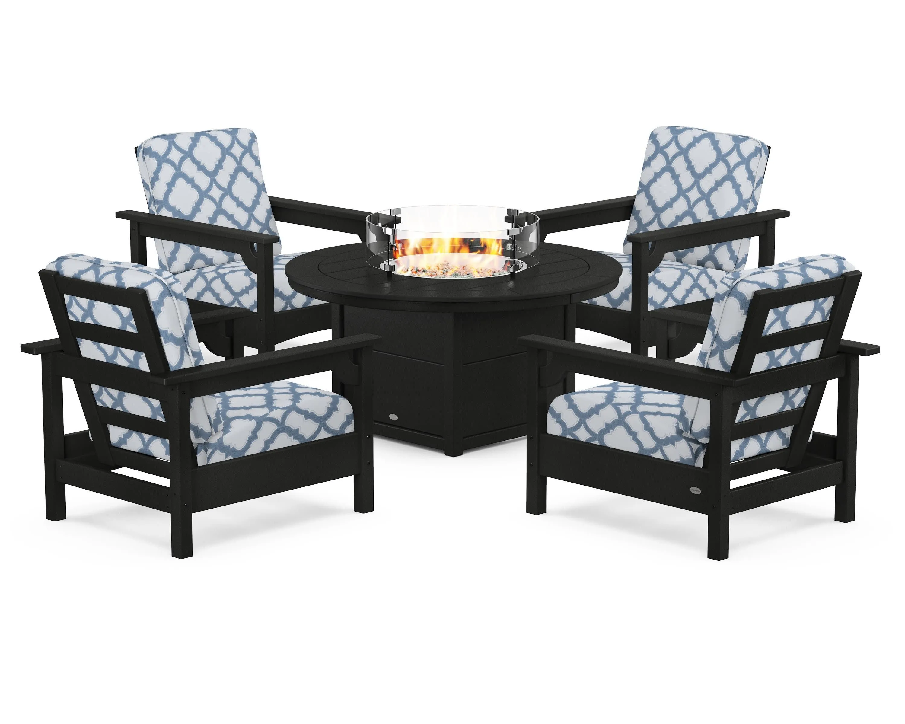 Club 5-Piece Conversation Set with Fire Pit Table