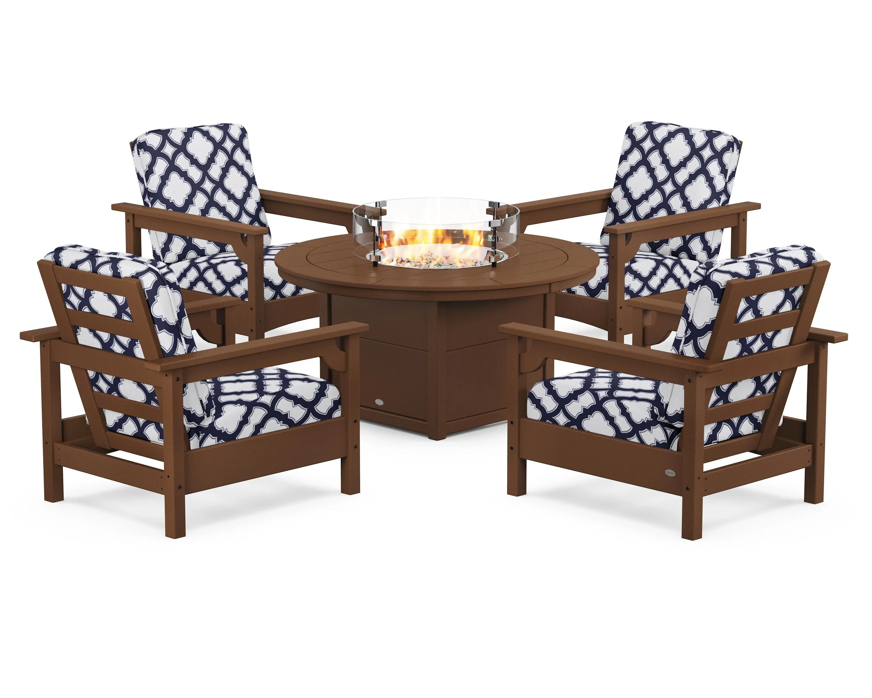 Club 5-Piece Conversation Set with Fire Pit Table