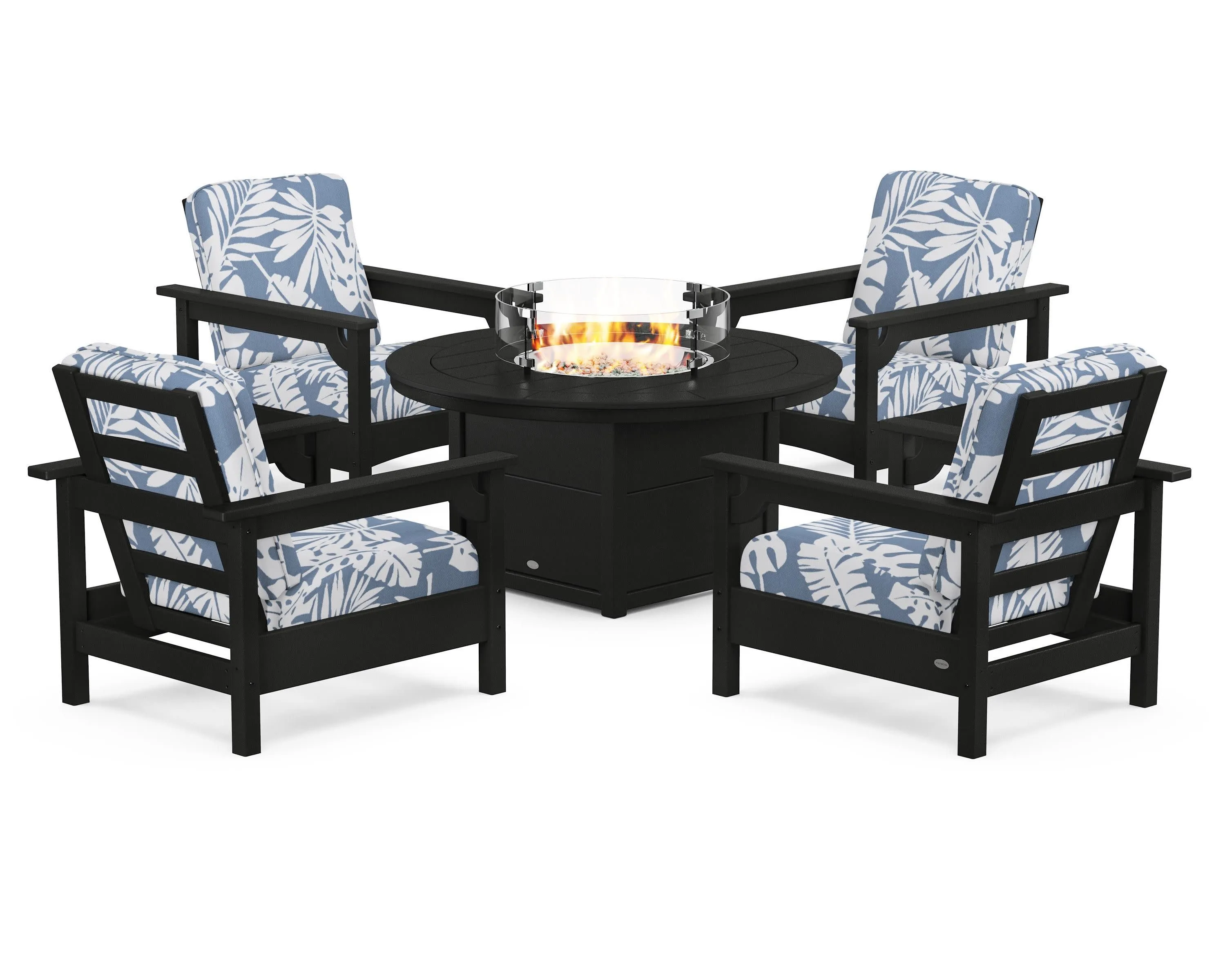 Club 5-Piece Conversation Set with Fire Pit Table