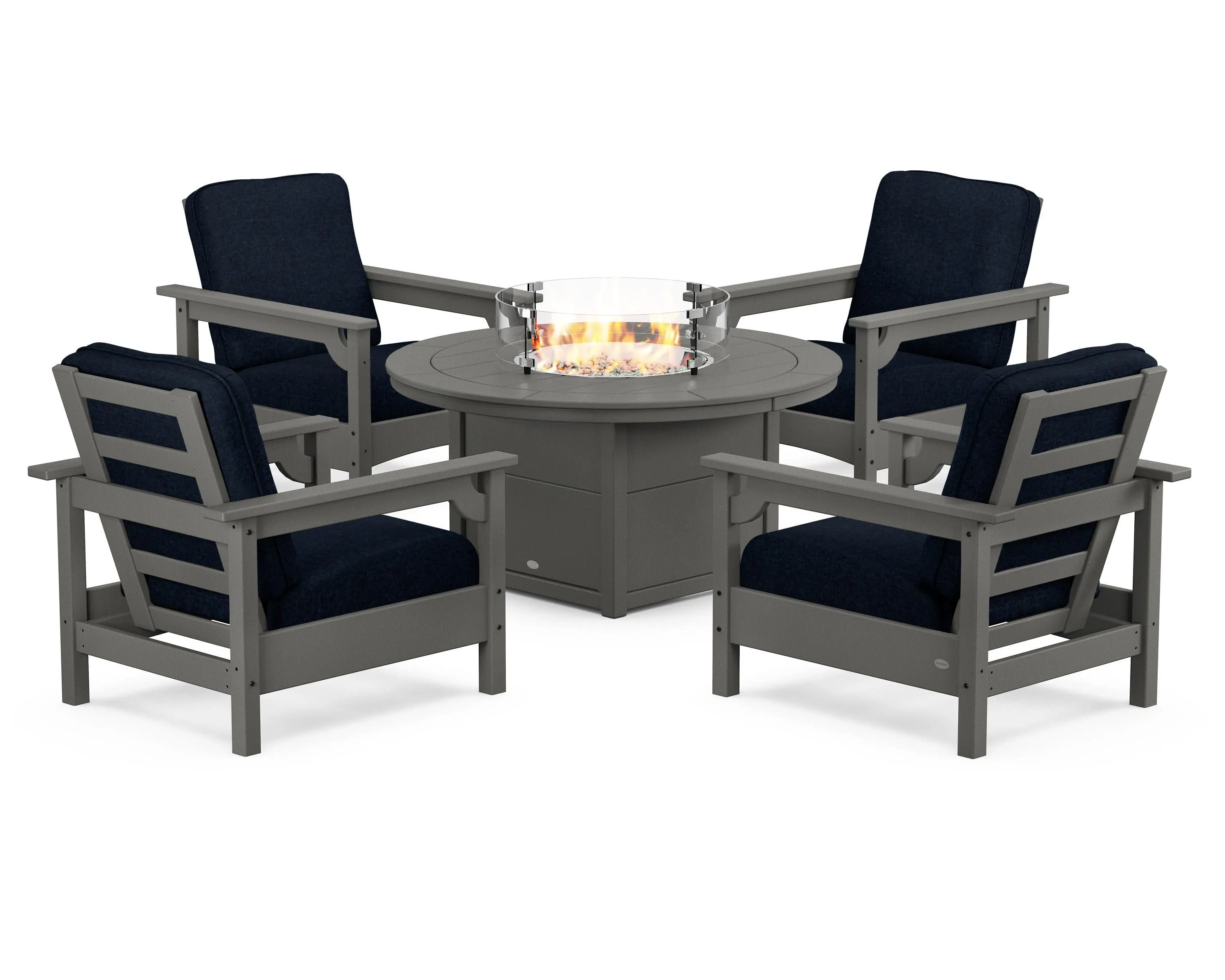 Club 5-Piece Conversation Set with Fire Pit Table