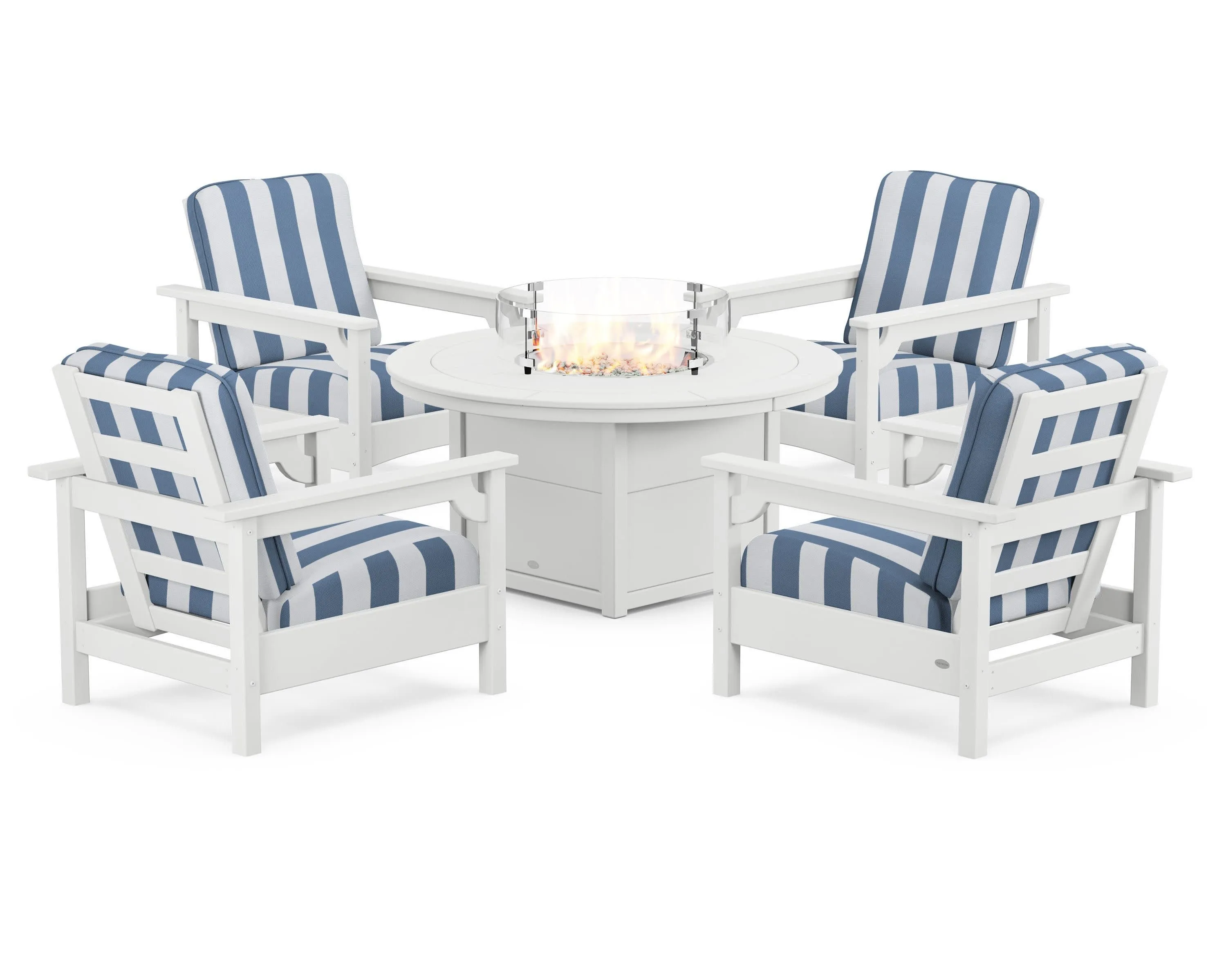 Club 5-Piece Conversation Set with Fire Pit Table
