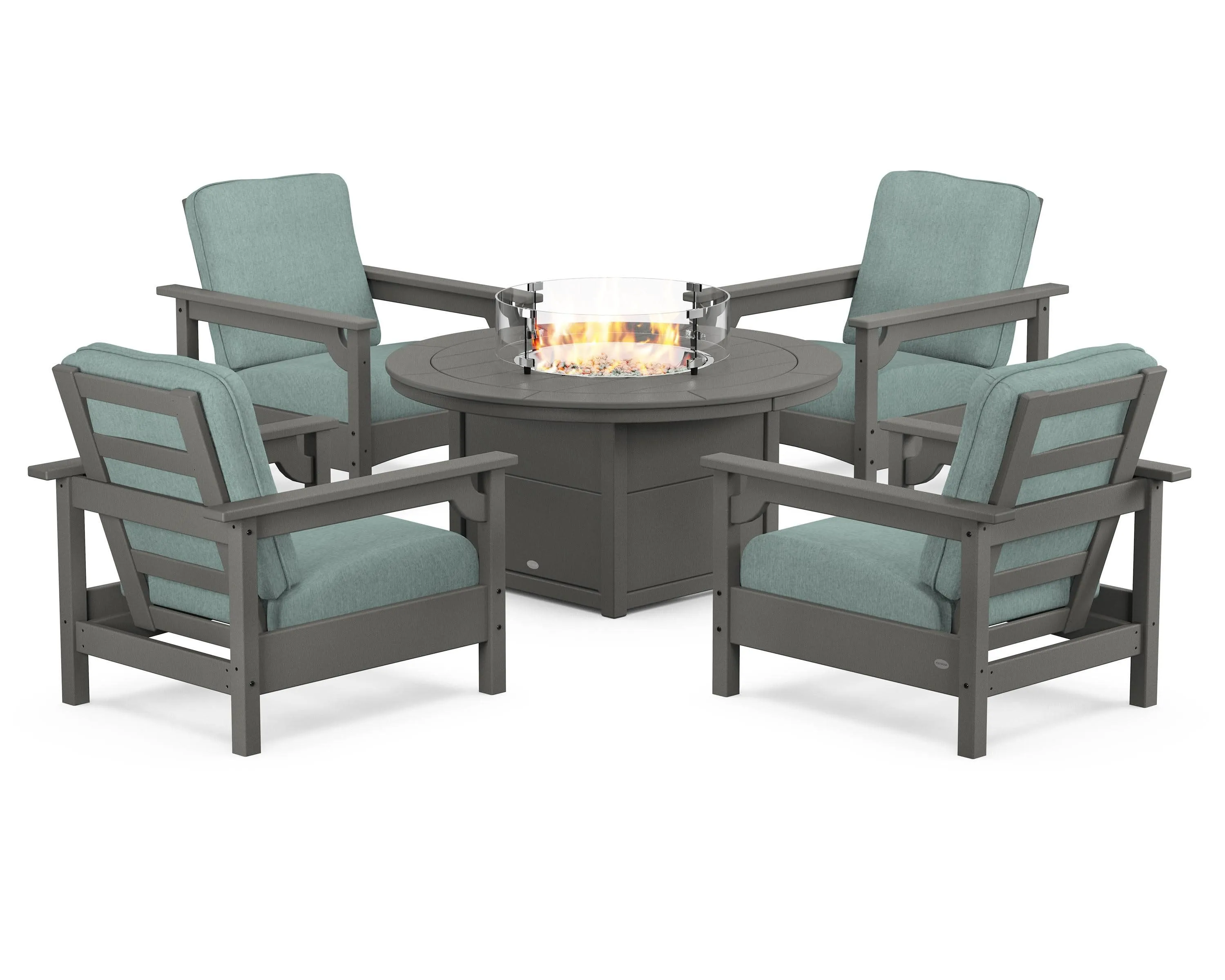 Club 5-Piece Conversation Set with Fire Pit Table