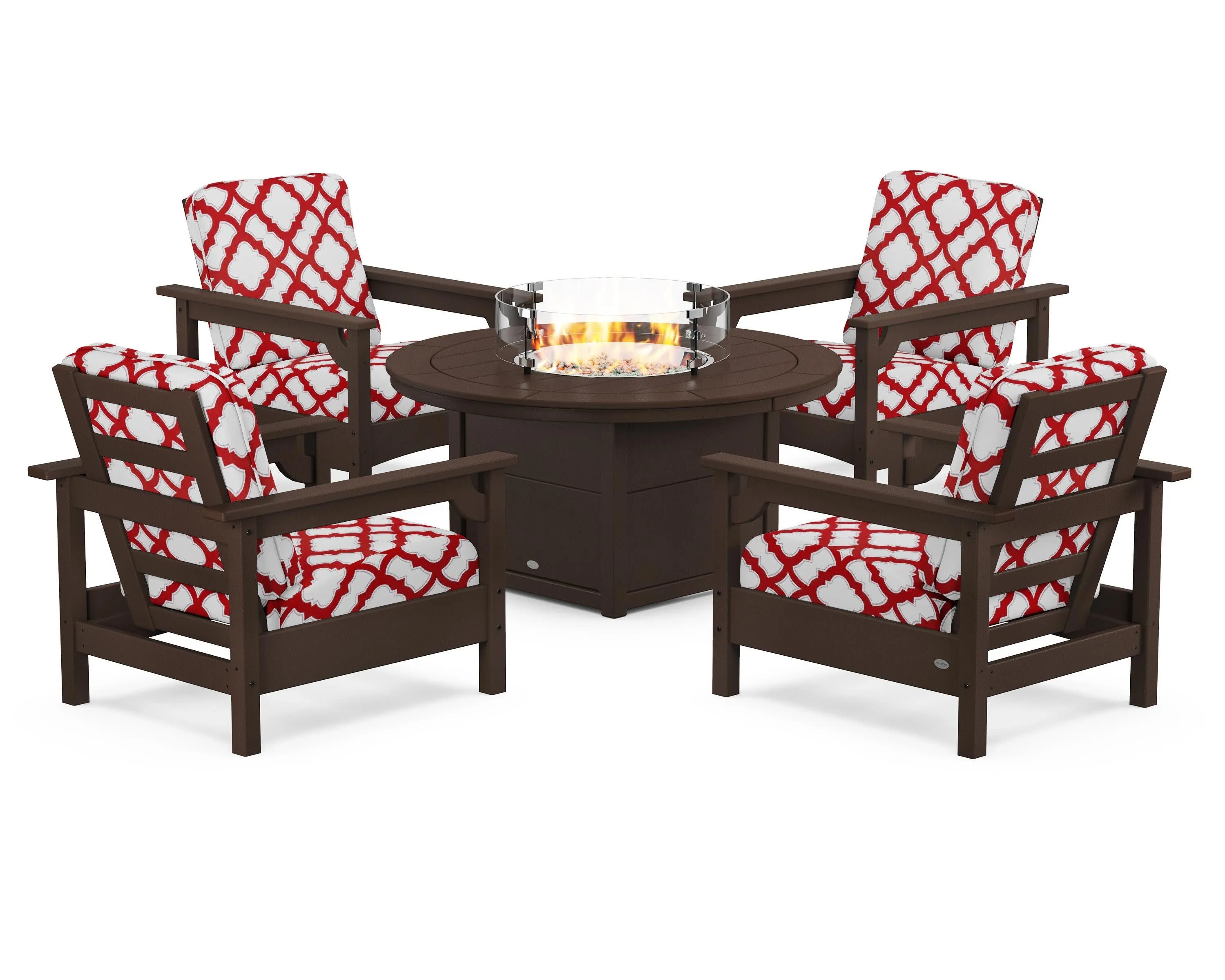Club 5-Piece Conversation Set with Fire Pit Table