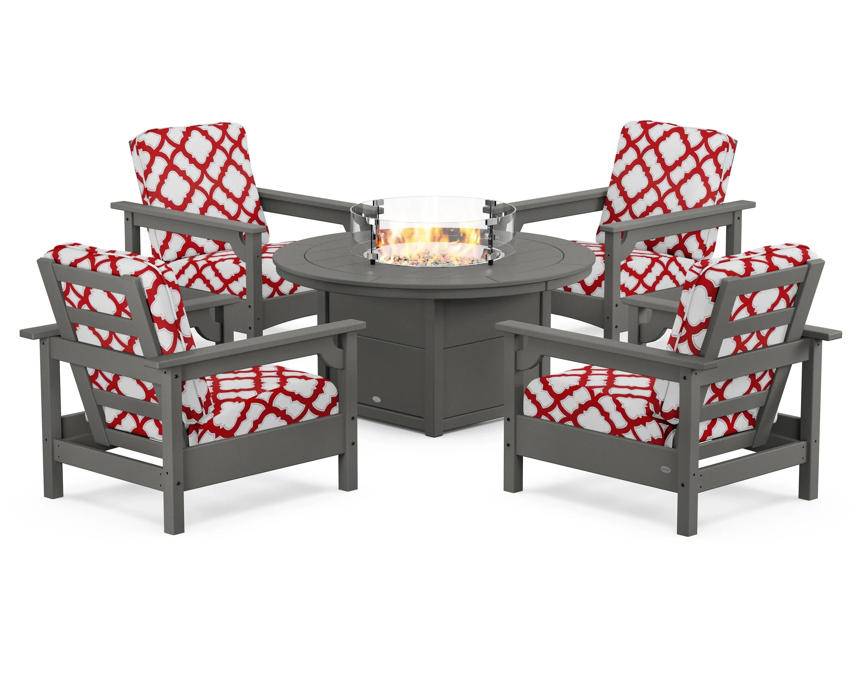 Club 5-Piece Conversation Set with Fire Pit Table