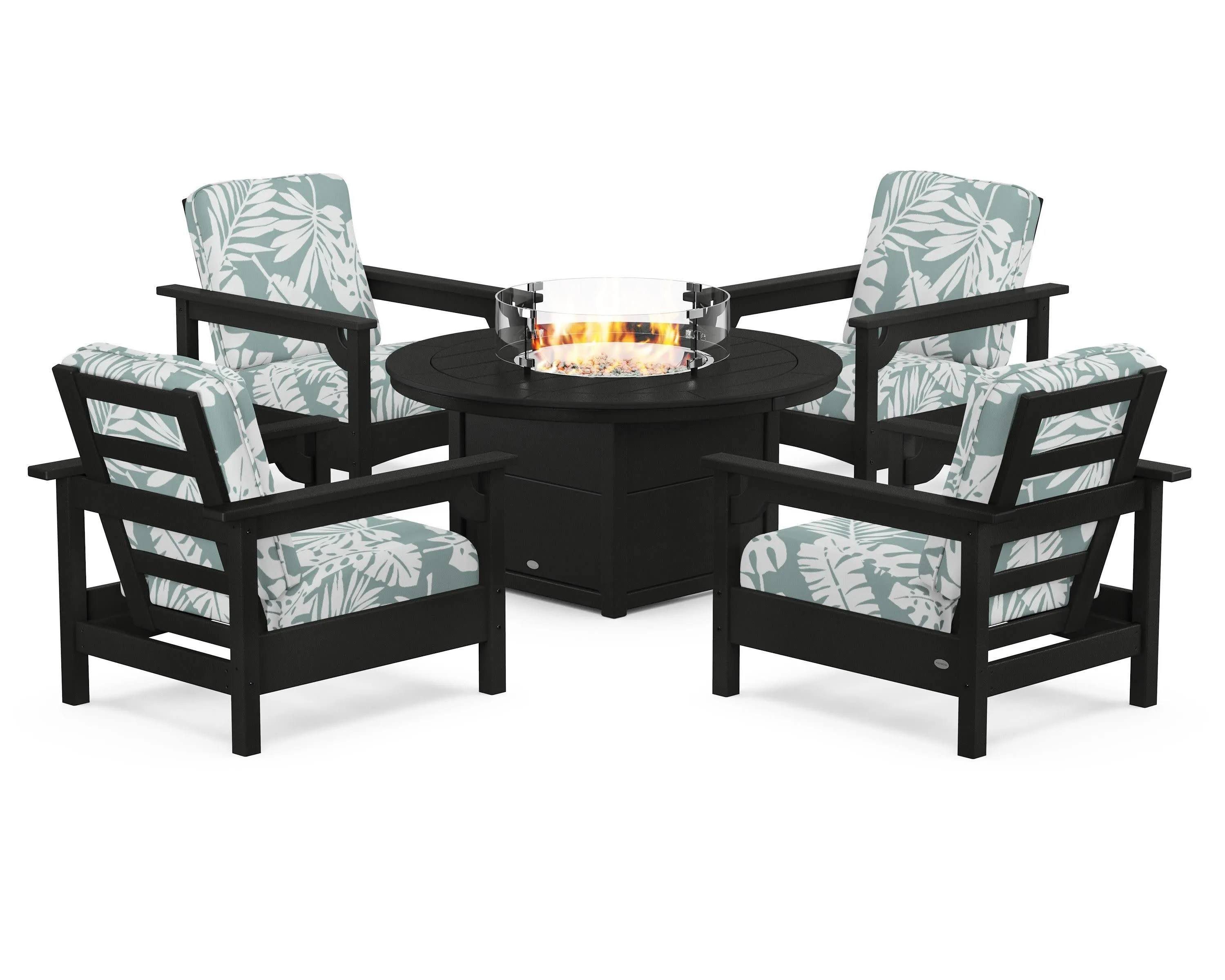 Club 5-Piece Conversation Set with Fire Pit Table