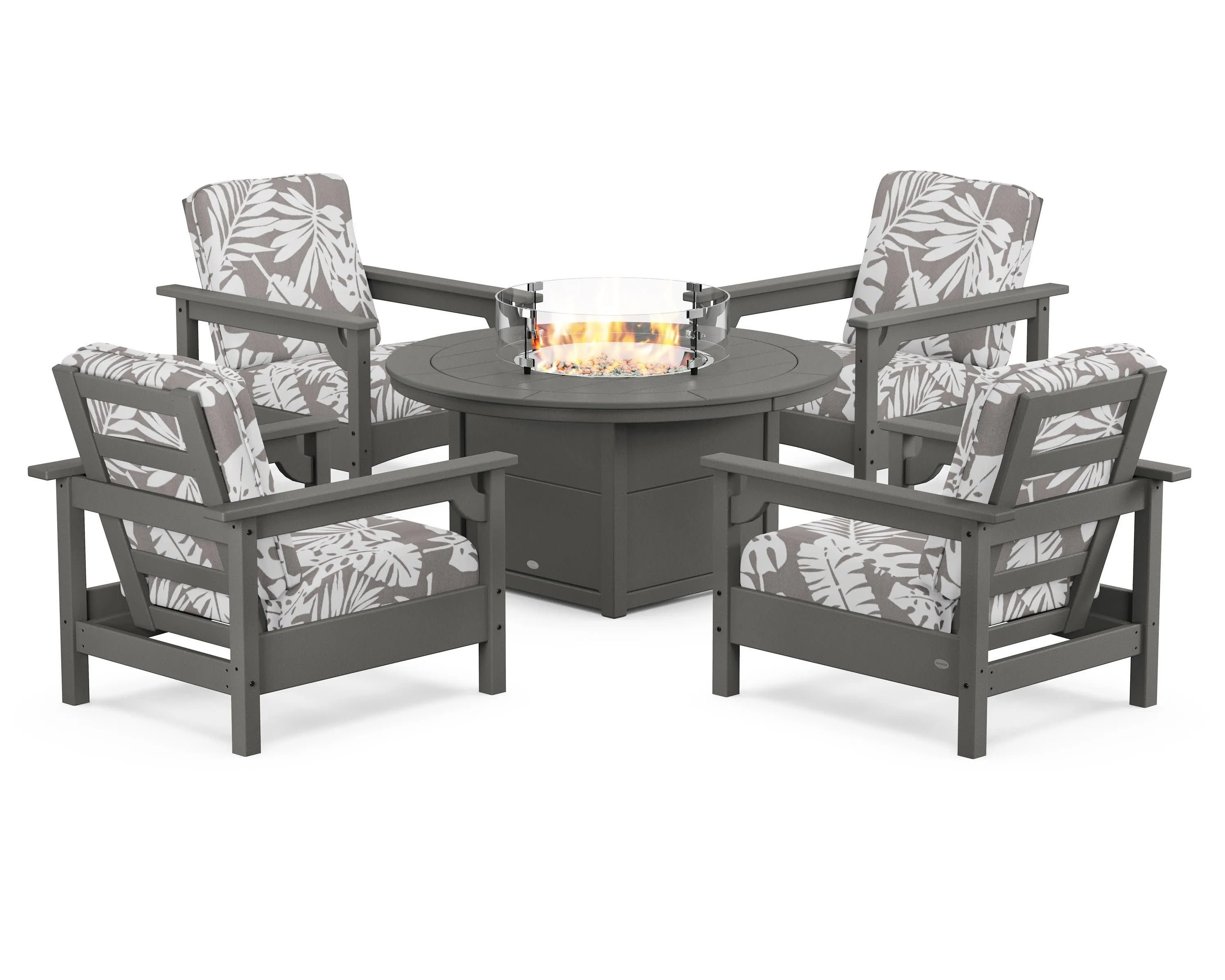 Club 5-Piece Conversation Set with Fire Pit Table