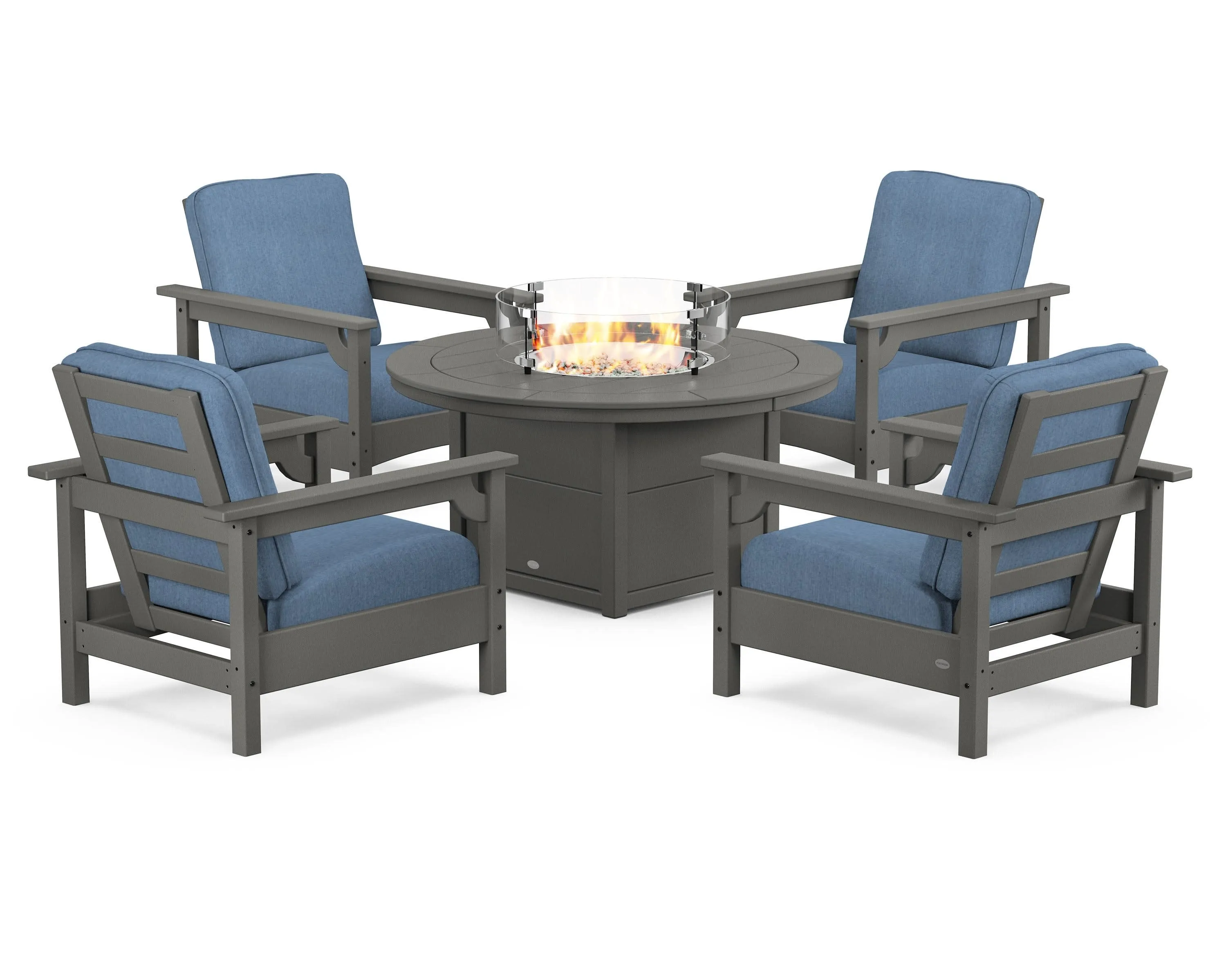 Club 5-Piece Conversation Set with Fire Pit Table