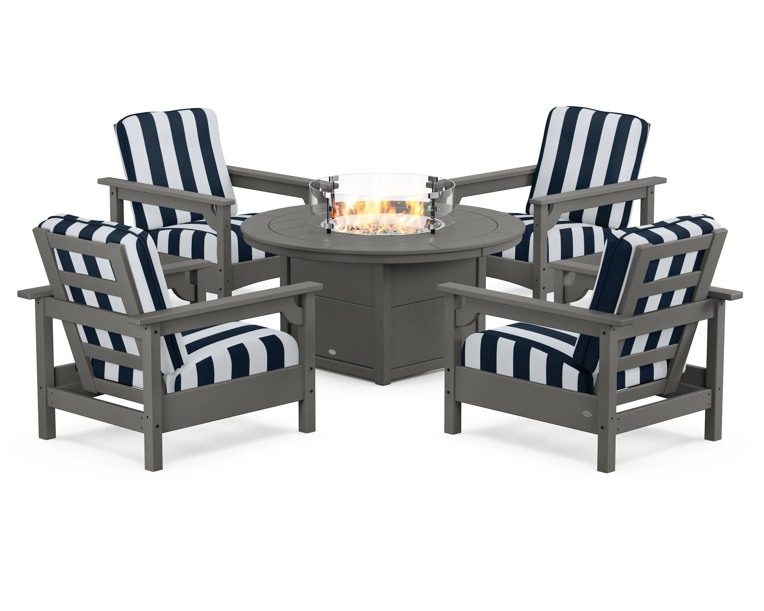 Club 5-Piece Conversation Set with Fire Pit Table