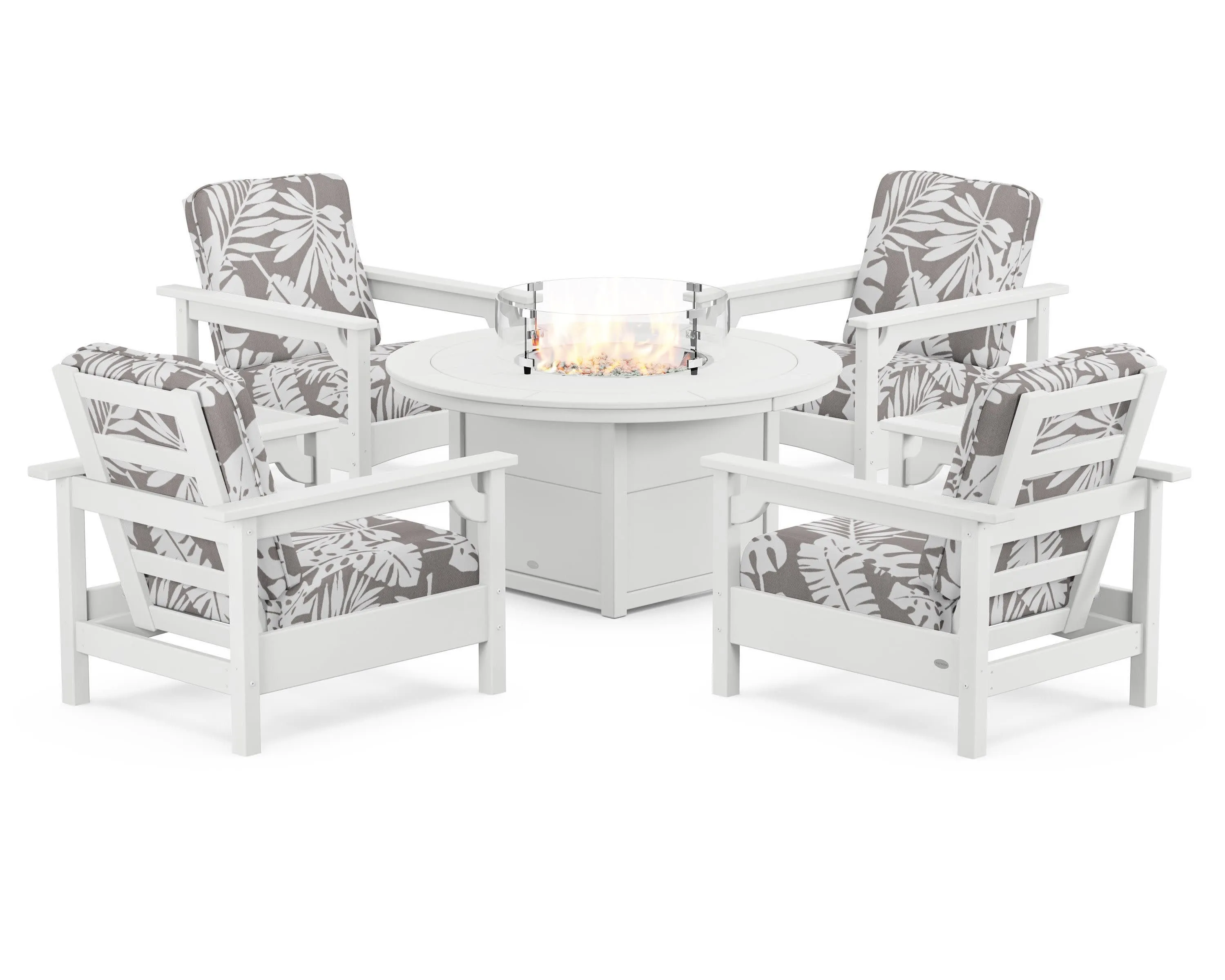Club 5-Piece Conversation Set with Fire Pit Table