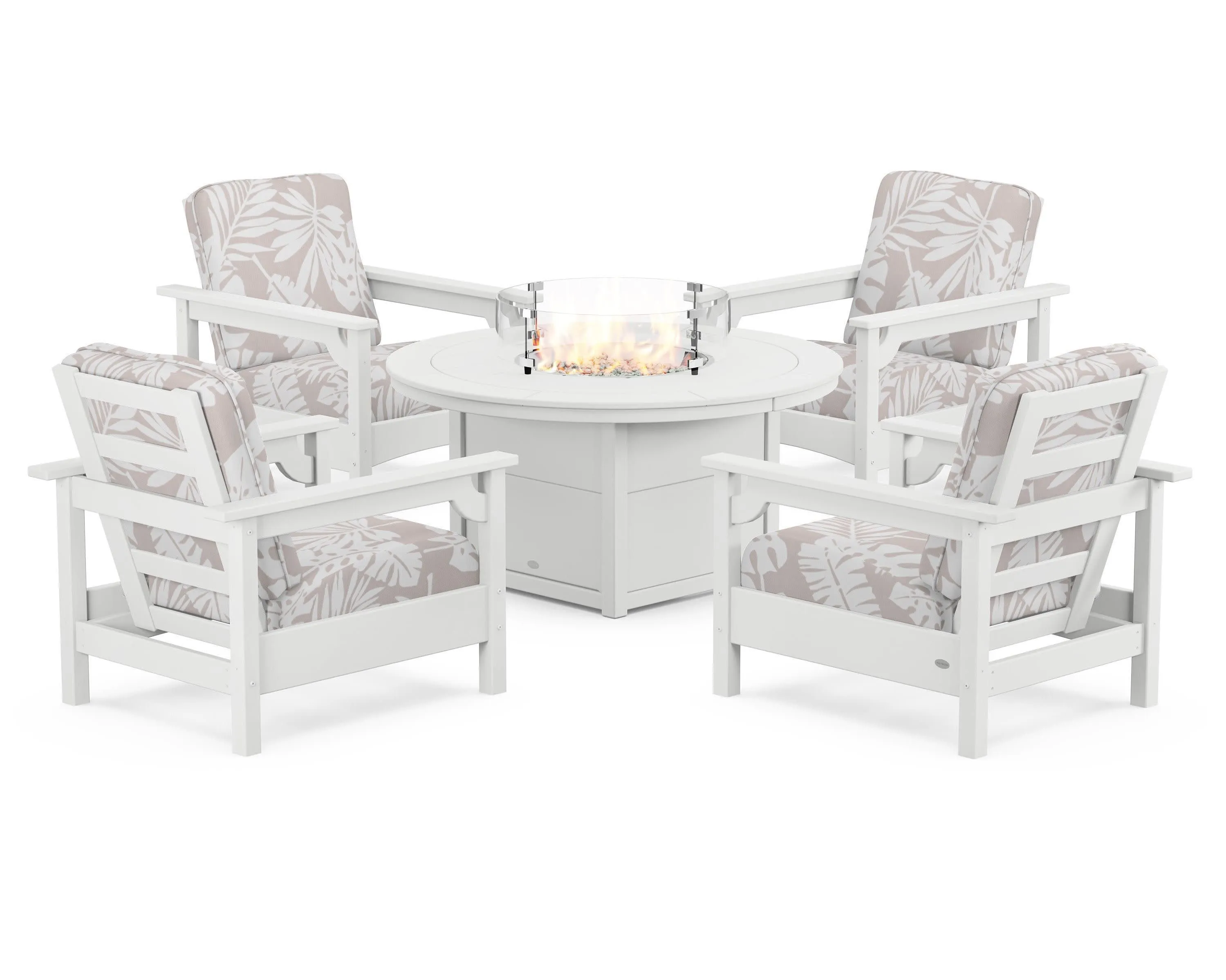 Club 5-Piece Conversation Set with Fire Pit Table