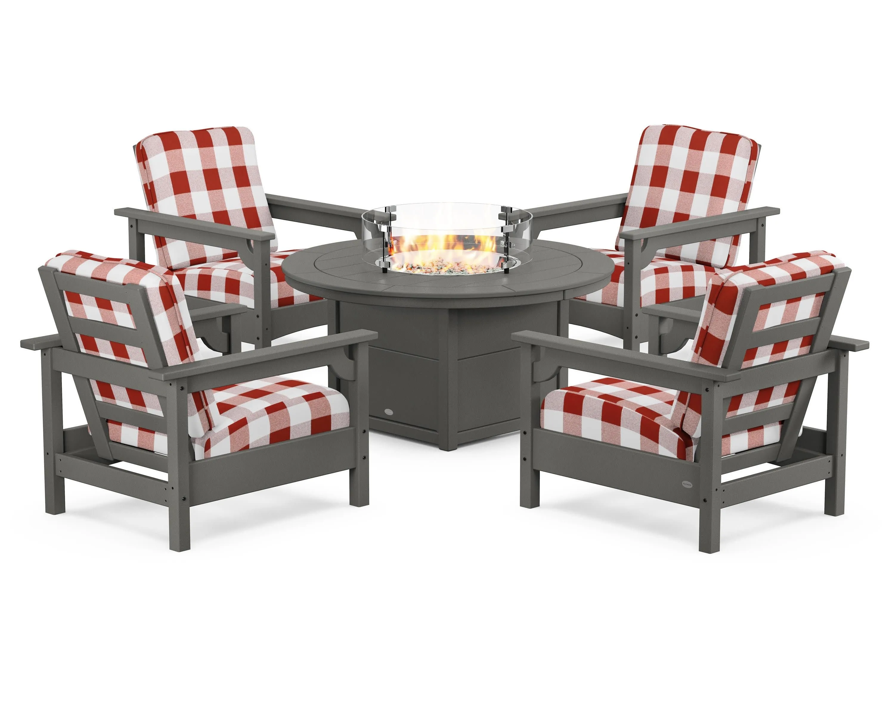 Club 5-Piece Conversation Set with Fire Pit Table