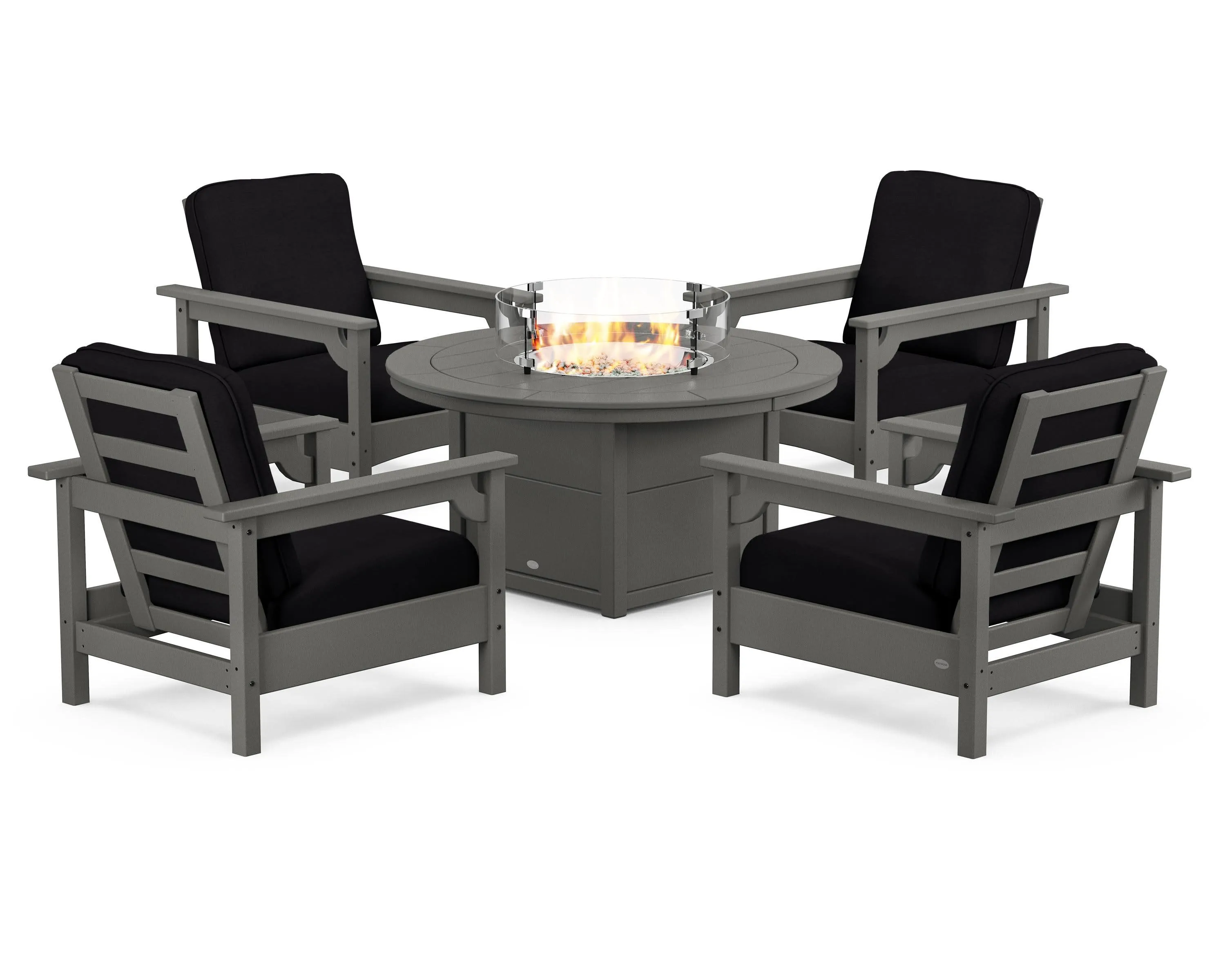 Club 5-Piece Conversation Set with Fire Pit Table