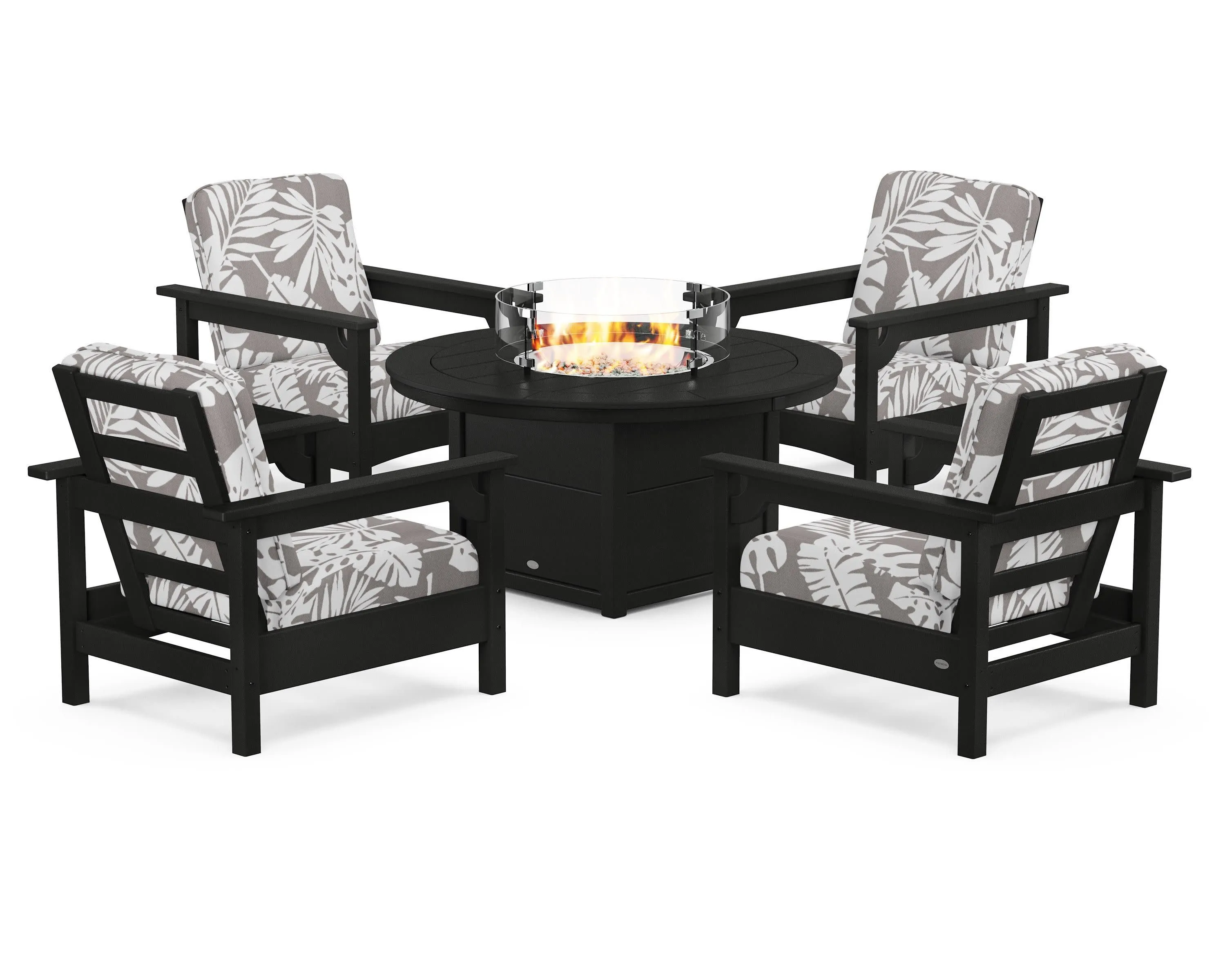 Club 5-Piece Conversation Set with Fire Pit Table