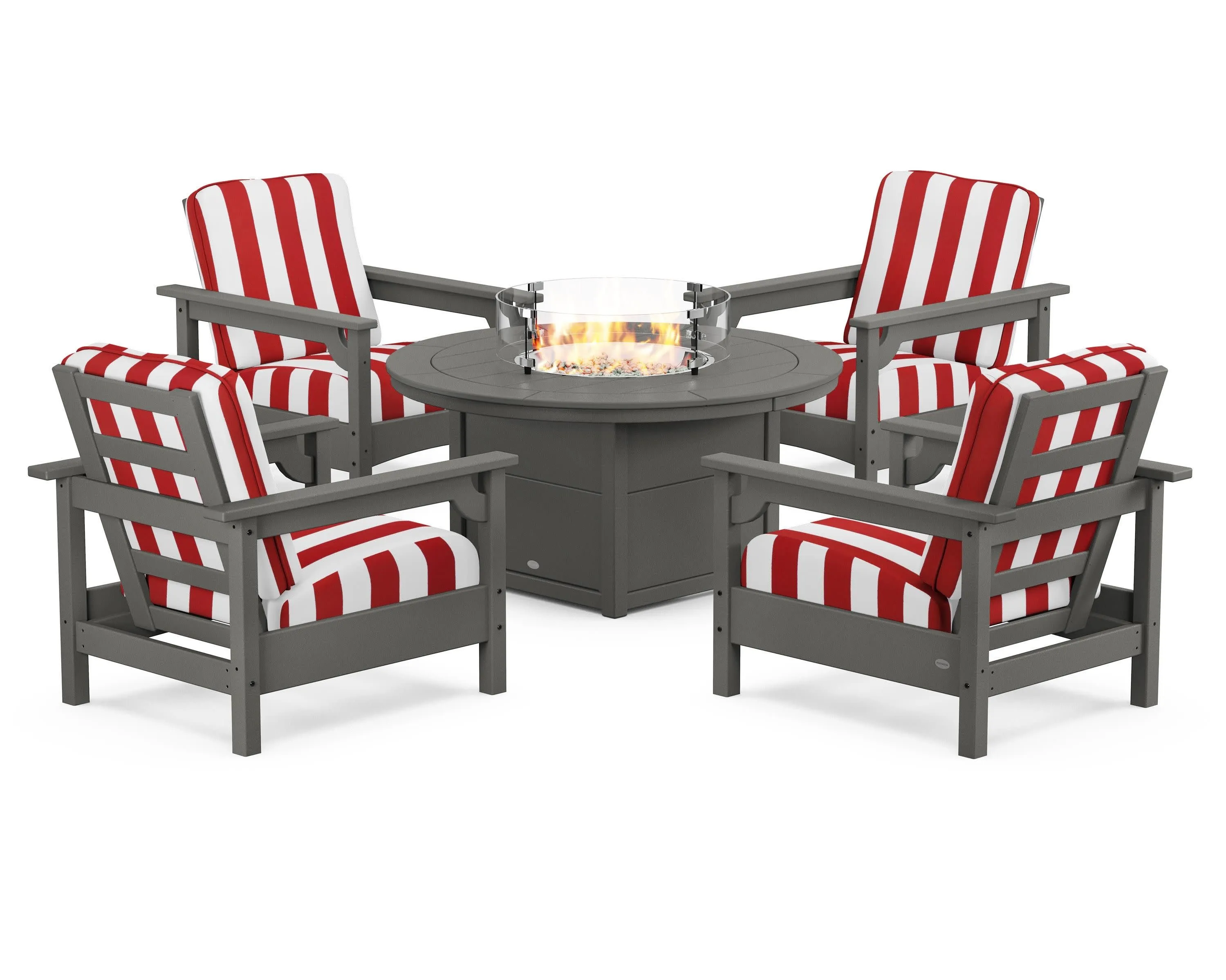 Club 5-Piece Conversation Set with Fire Pit Table