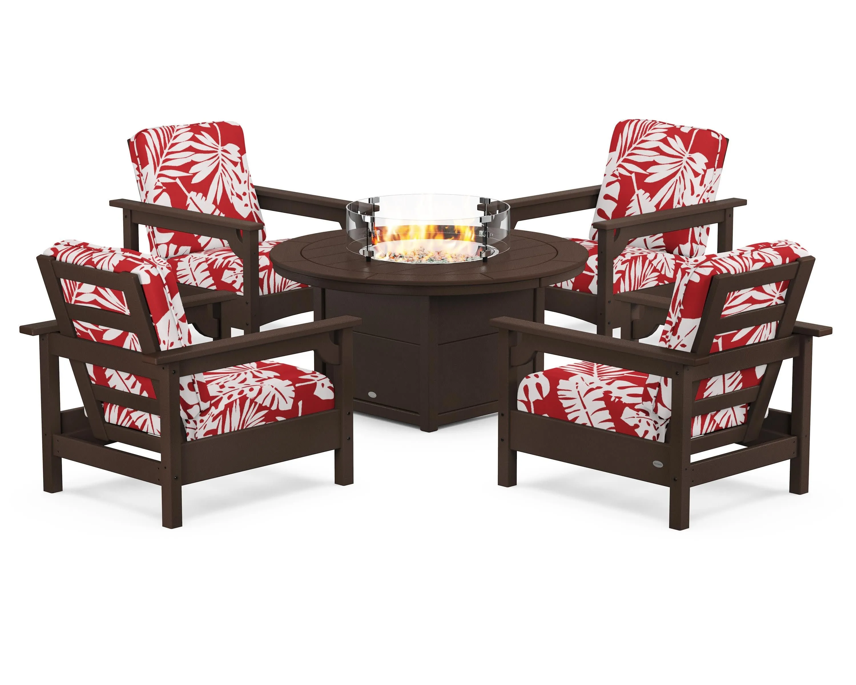 Club 5-Piece Conversation Set with Fire Pit Table