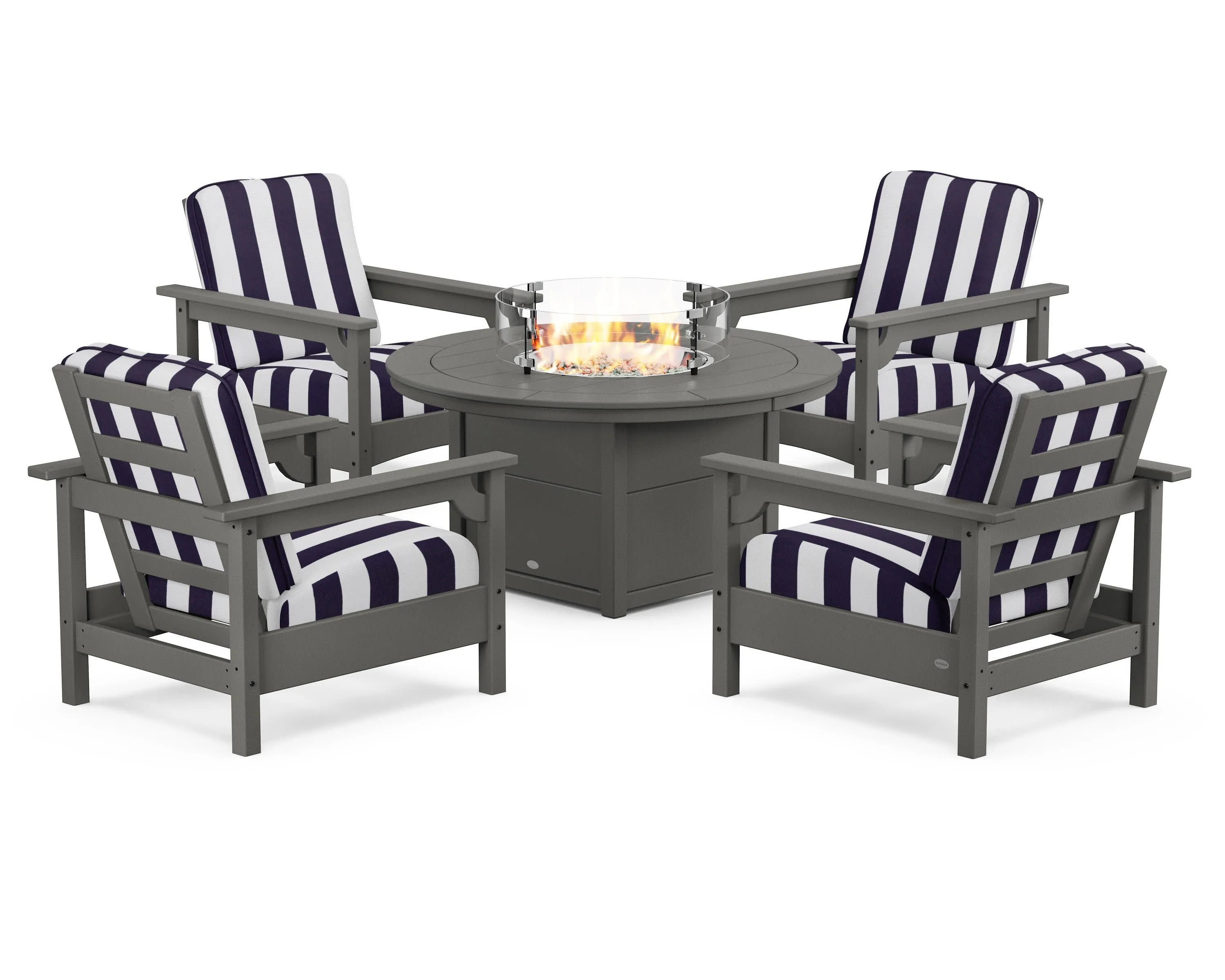 Club 5-Piece Conversation Set with Fire Pit Table