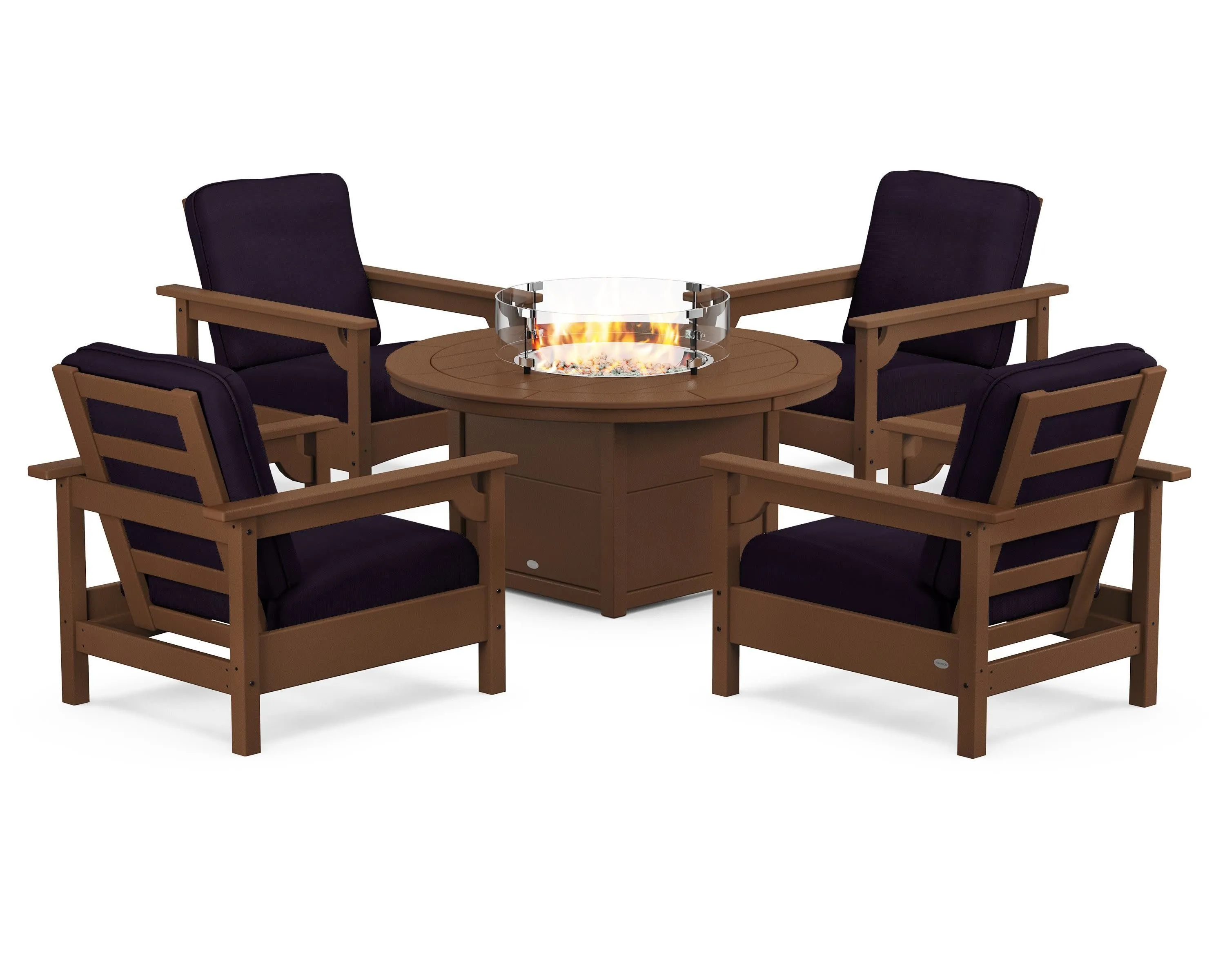 Club 5-Piece Conversation Set with Fire Pit Table