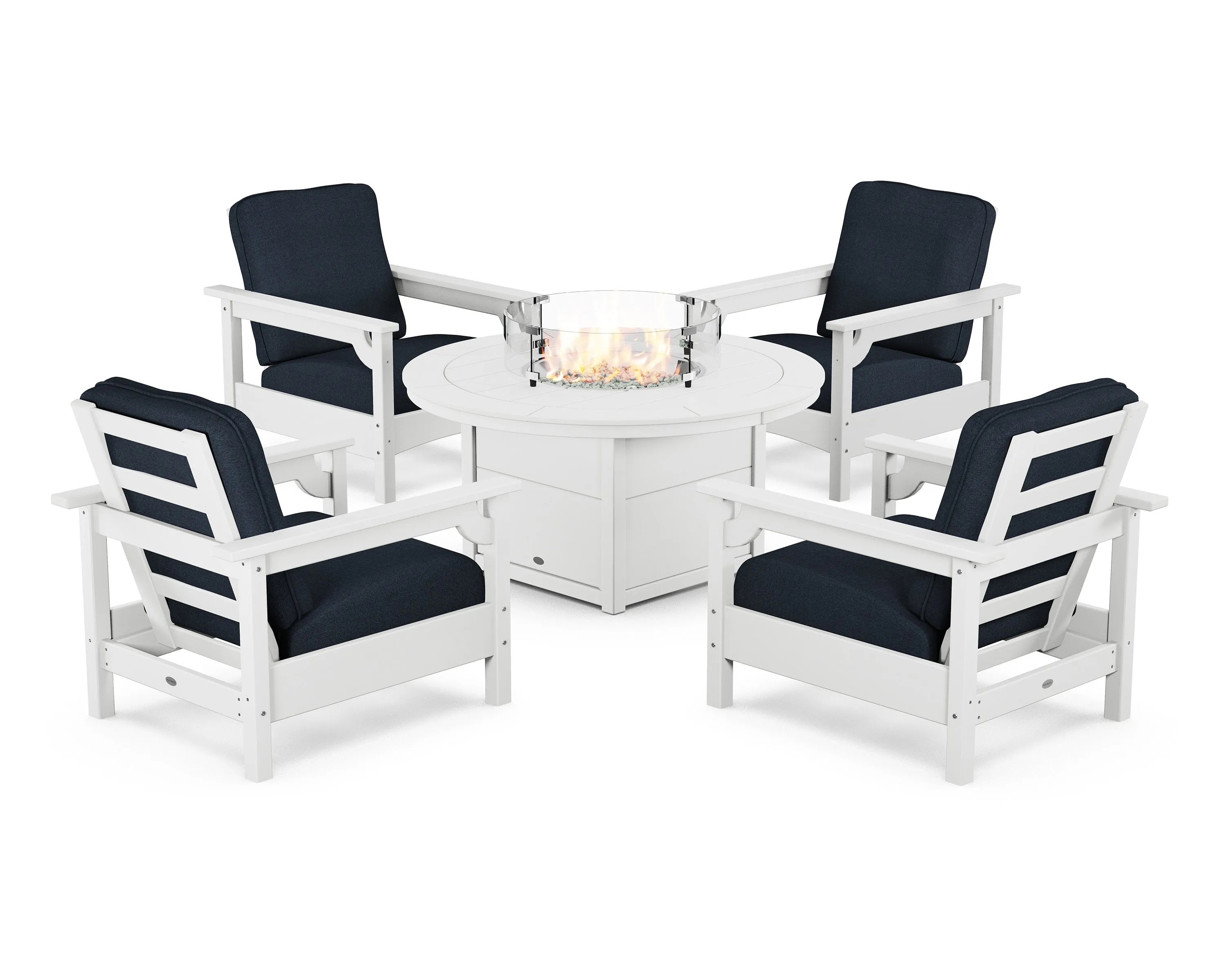 Club 5-Piece Conversation Set with Fire Pit Table