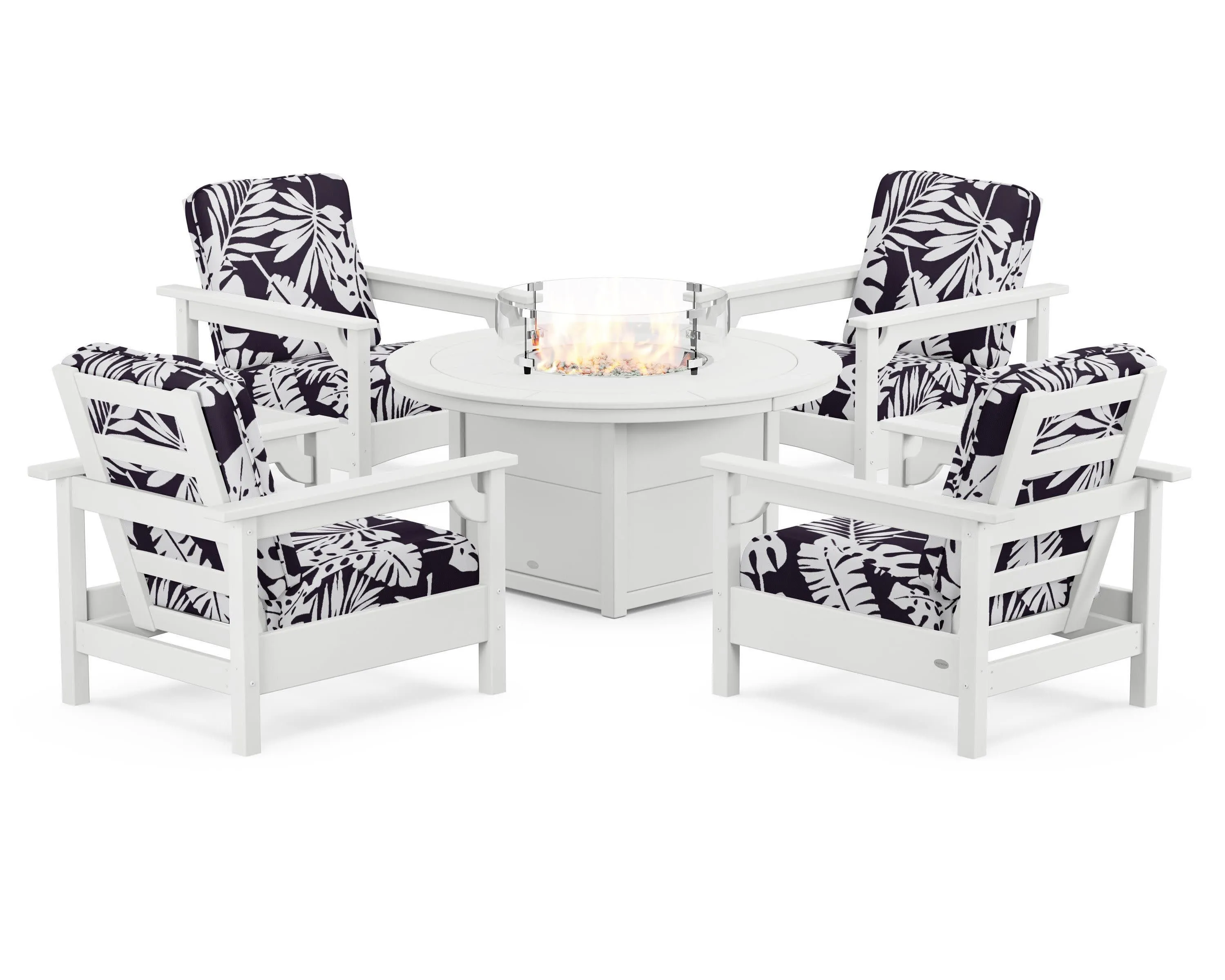 Club 5-Piece Conversation Set with Fire Pit Table