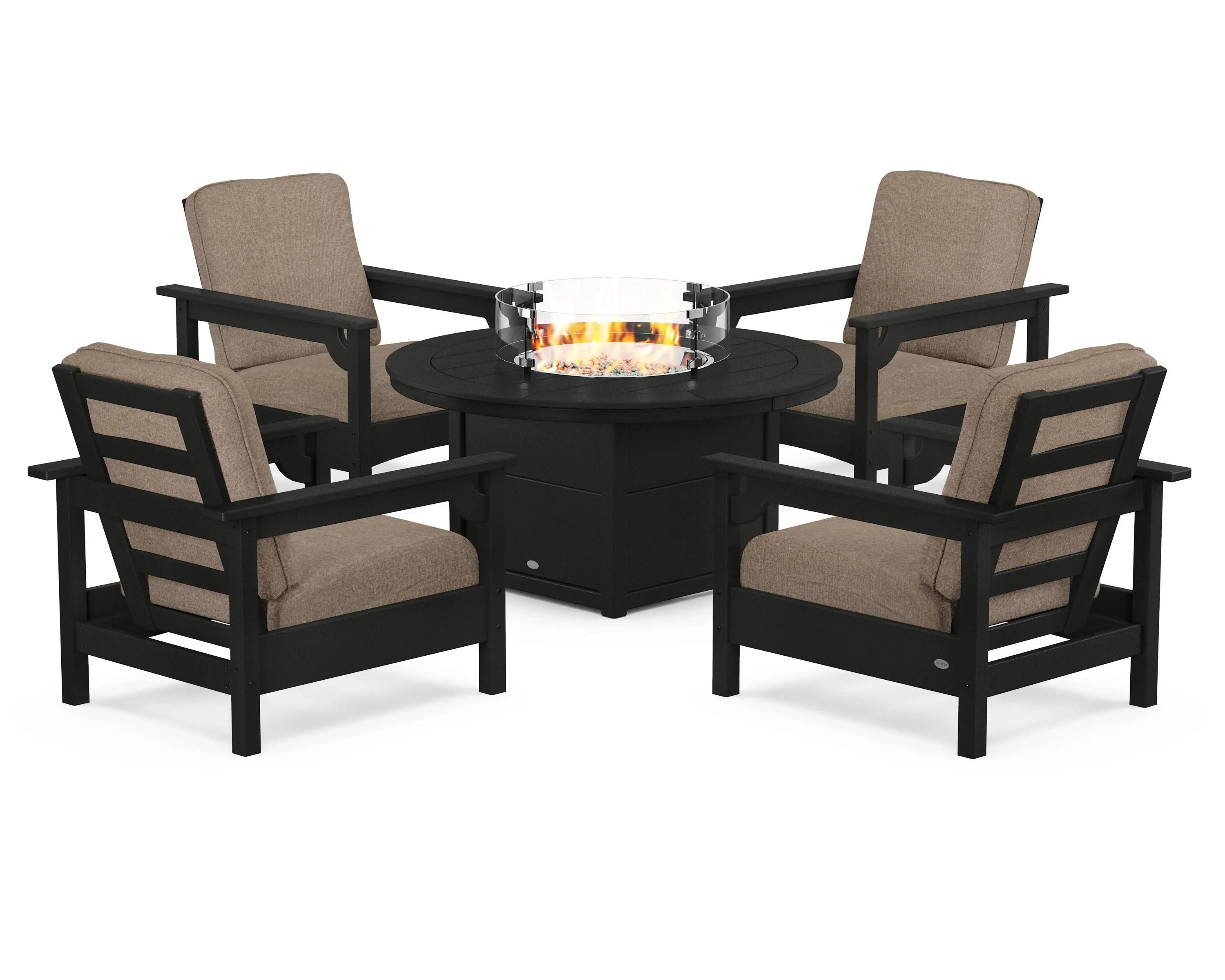 Club 5-Piece Conversation Set with Fire Pit Table