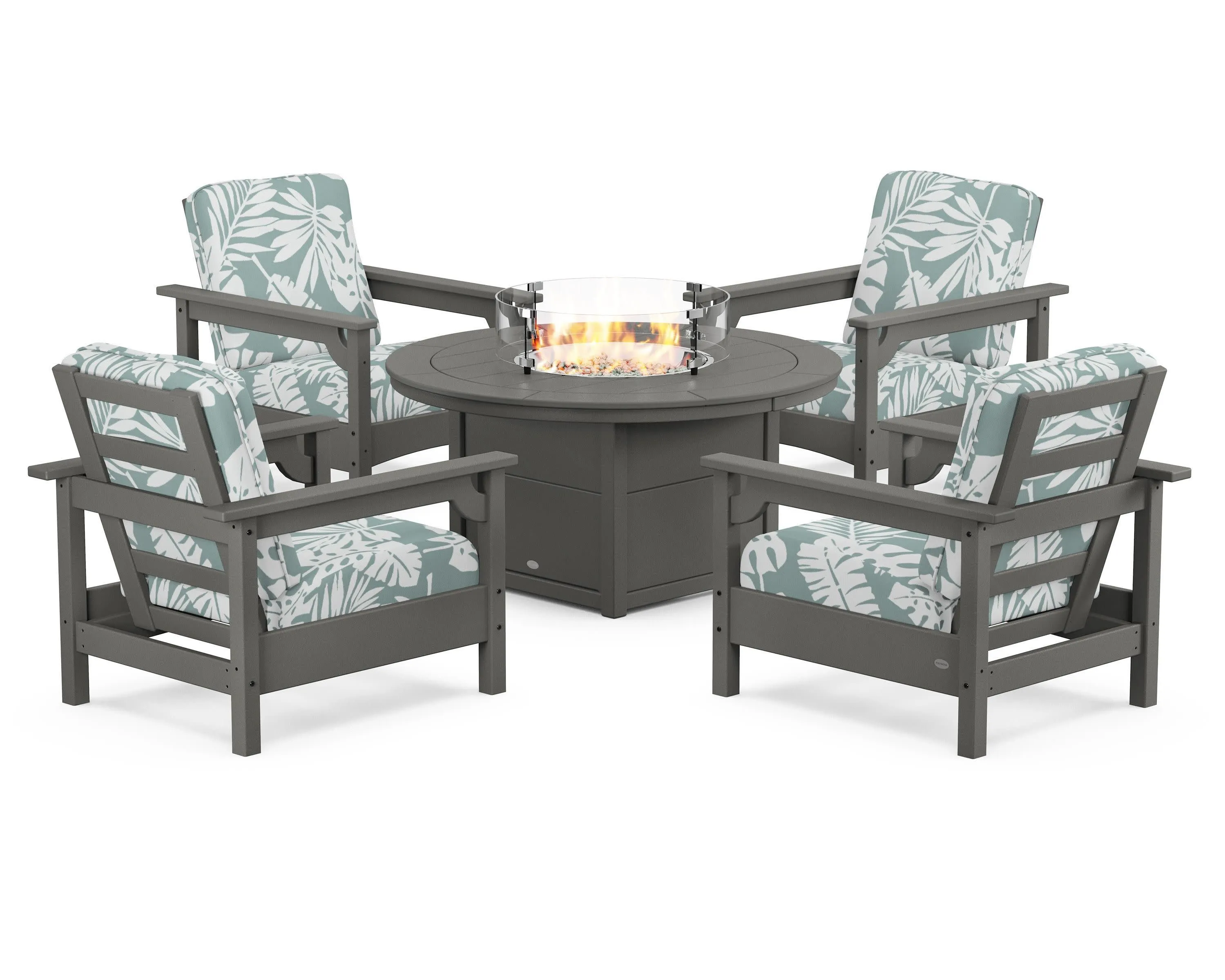 Club 5-Piece Conversation Set with Fire Pit Table