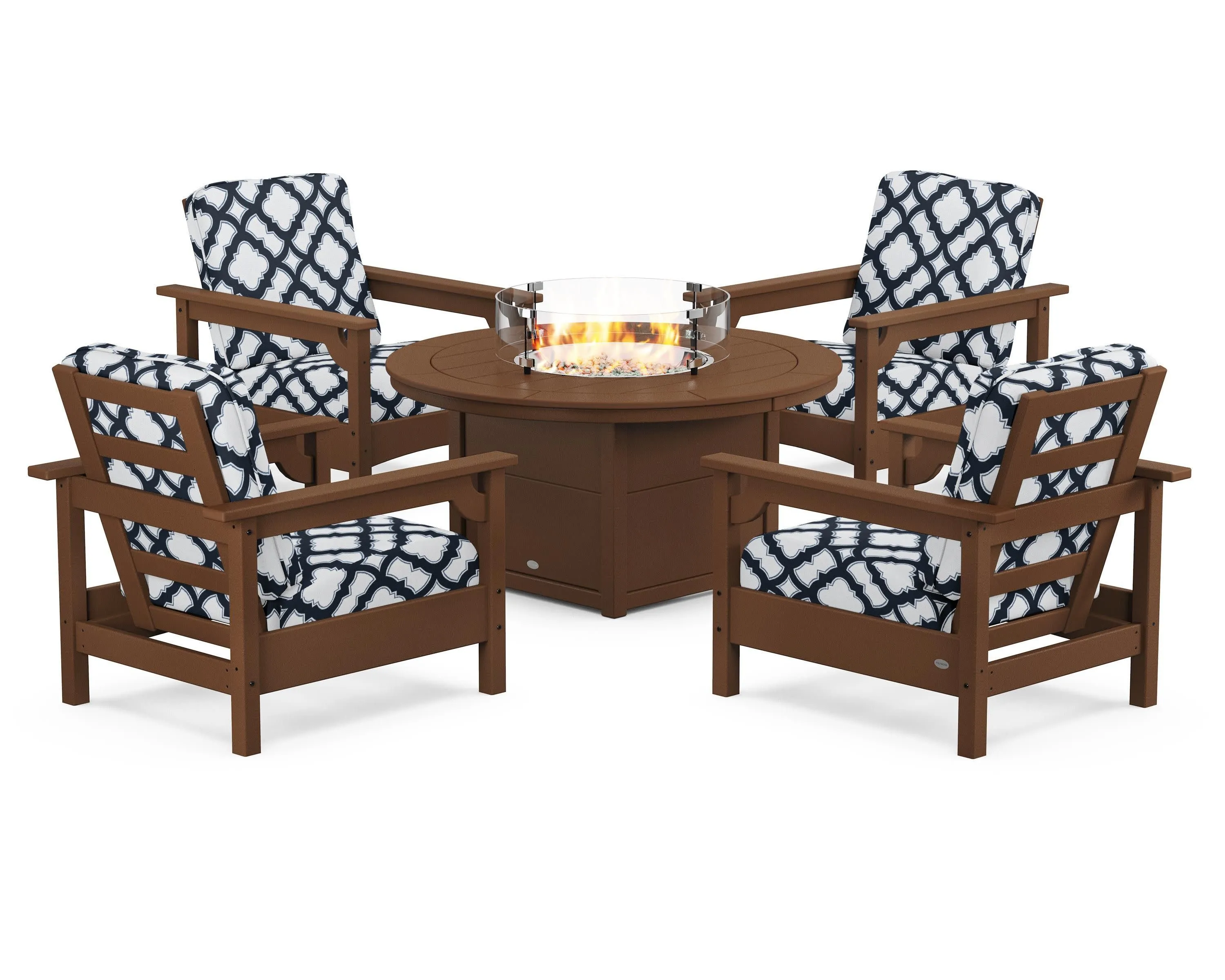 Club 5-Piece Conversation Set with Fire Pit Table