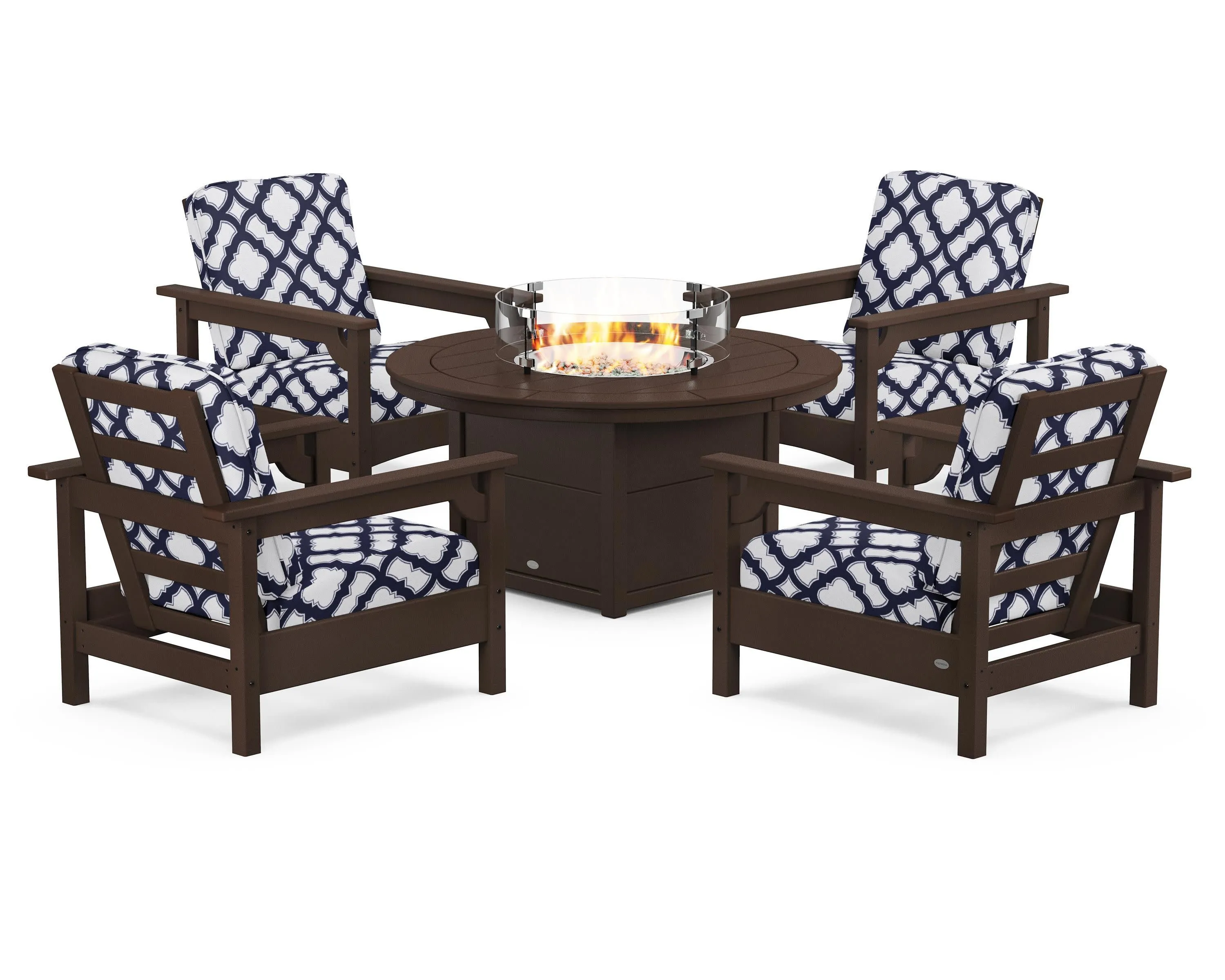 Club 5-Piece Conversation Set with Fire Pit Table