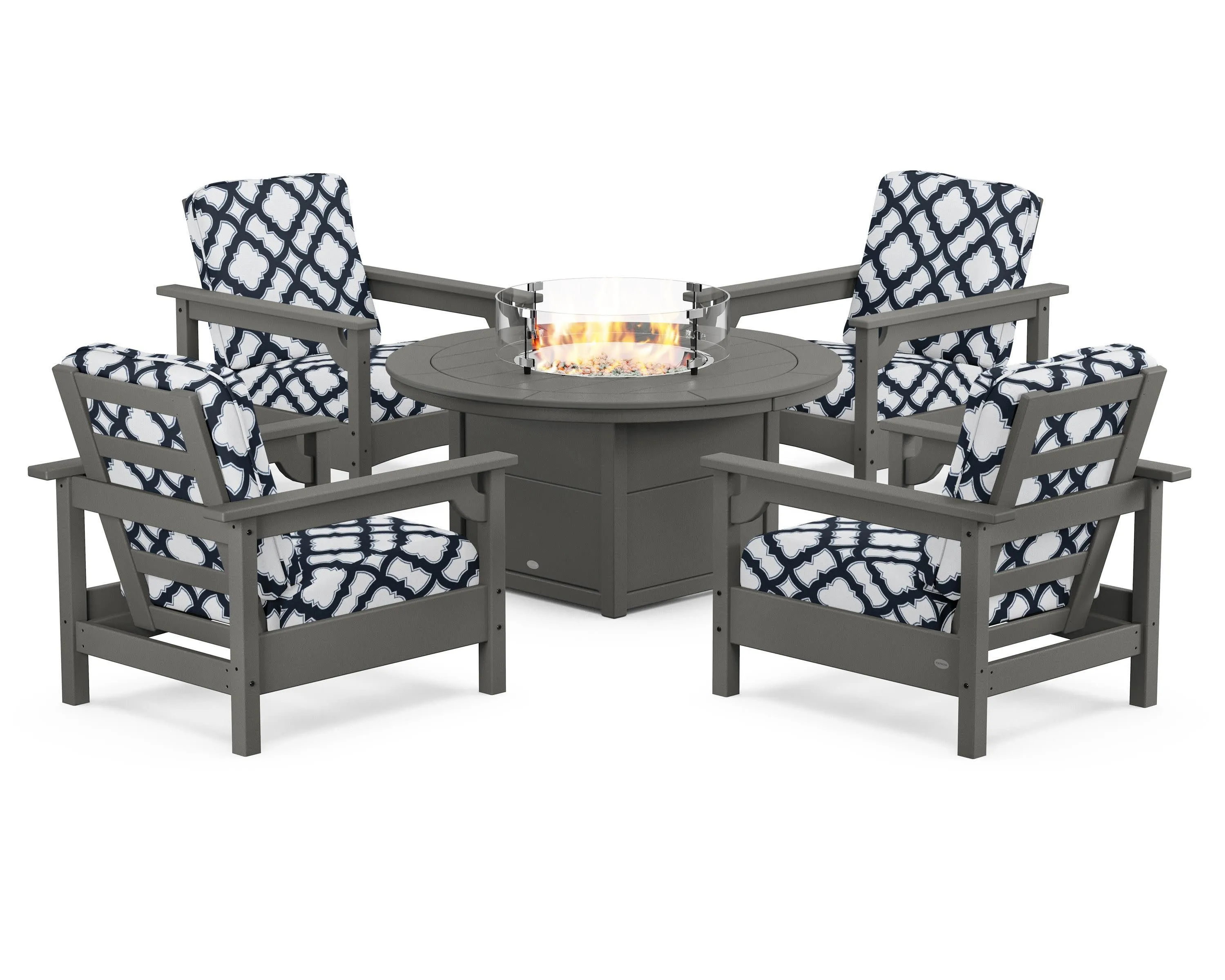 Club 5-Piece Conversation Set with Fire Pit Table