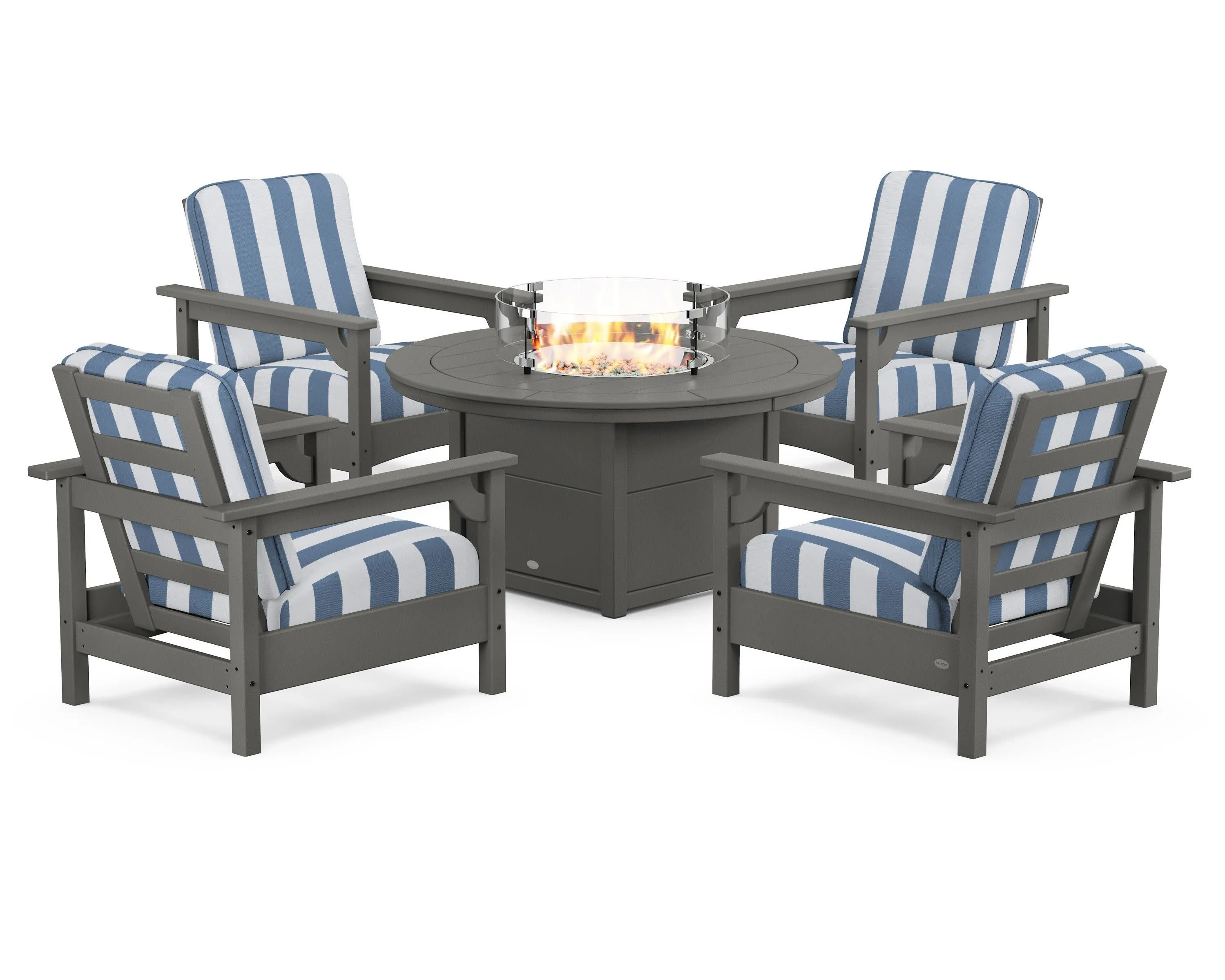 Club 5-Piece Conversation Set with Fire Pit Table