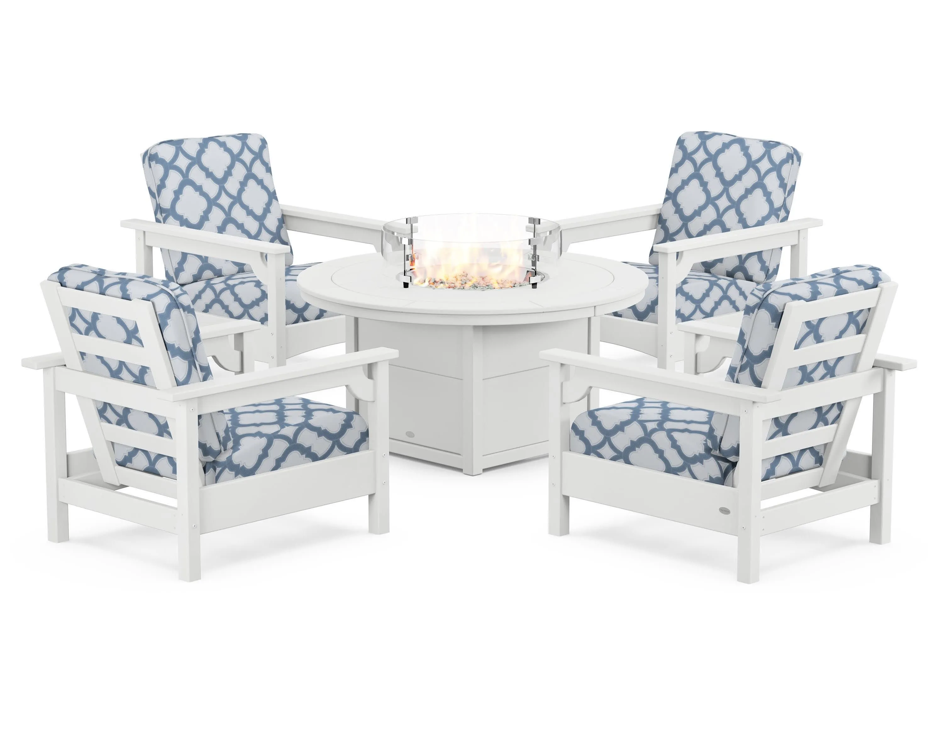 Club 5-Piece Conversation Set with Fire Pit Table