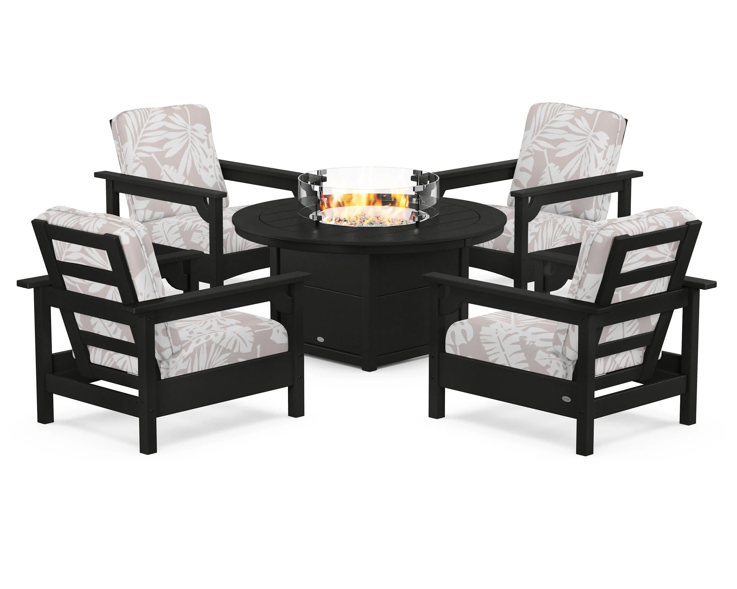 Club 5-Piece Conversation Set with Fire Pit Table