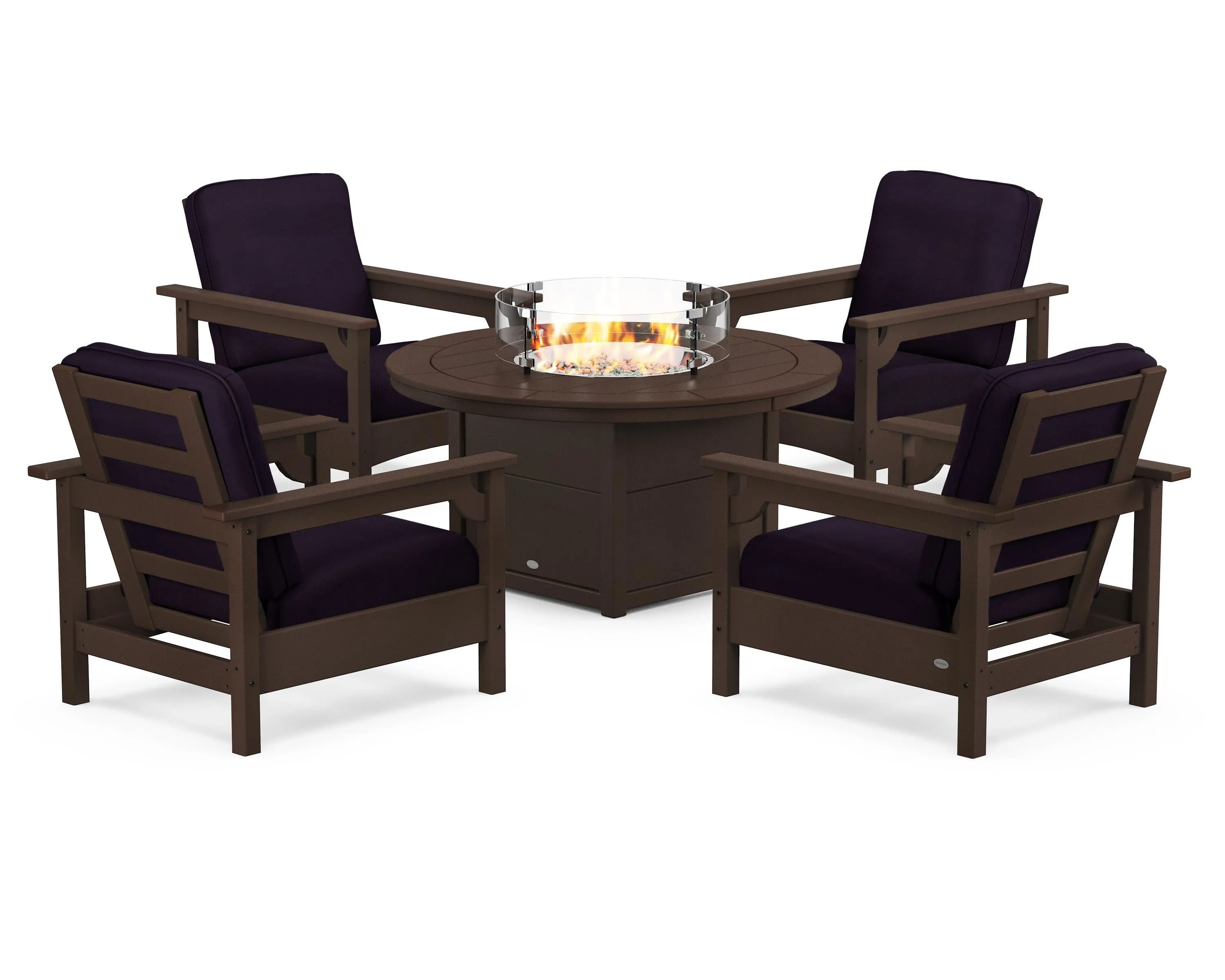 Club 5-Piece Conversation Set with Fire Pit Table