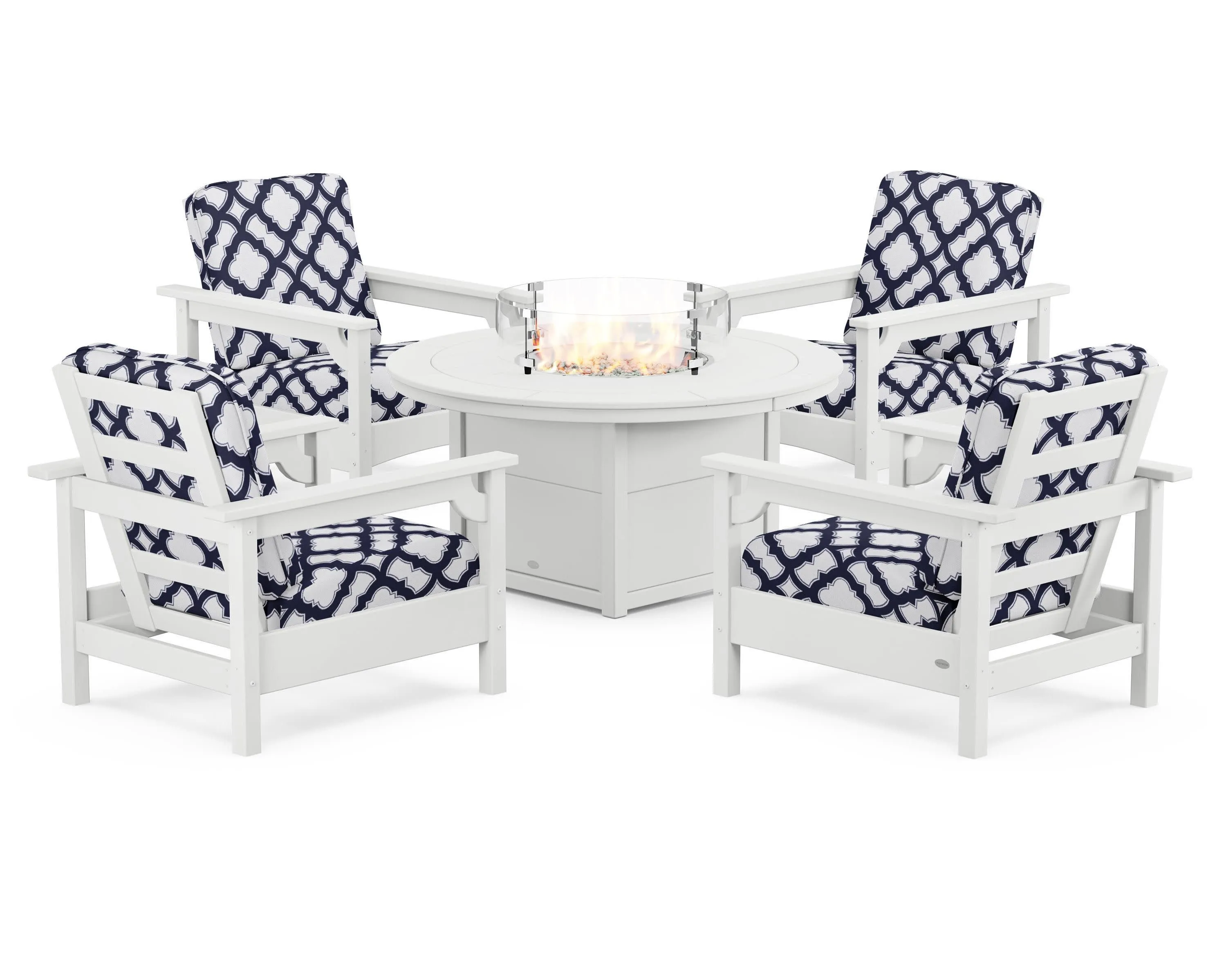 Club 5-Piece Conversation Set with Fire Pit Table