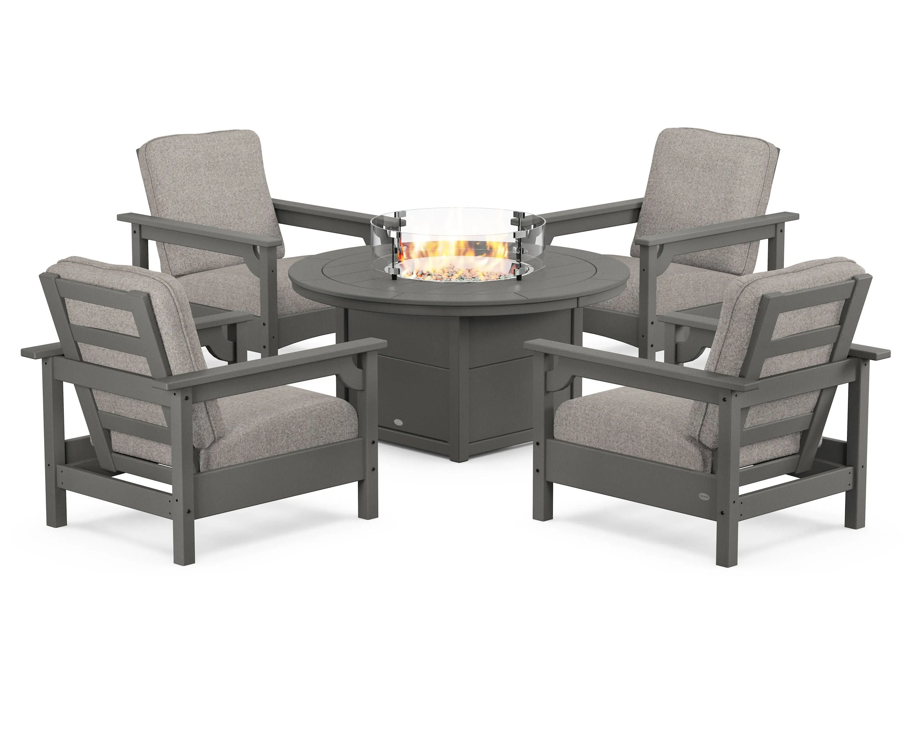 Club 5-Piece Conversation Set with Fire Pit Table
