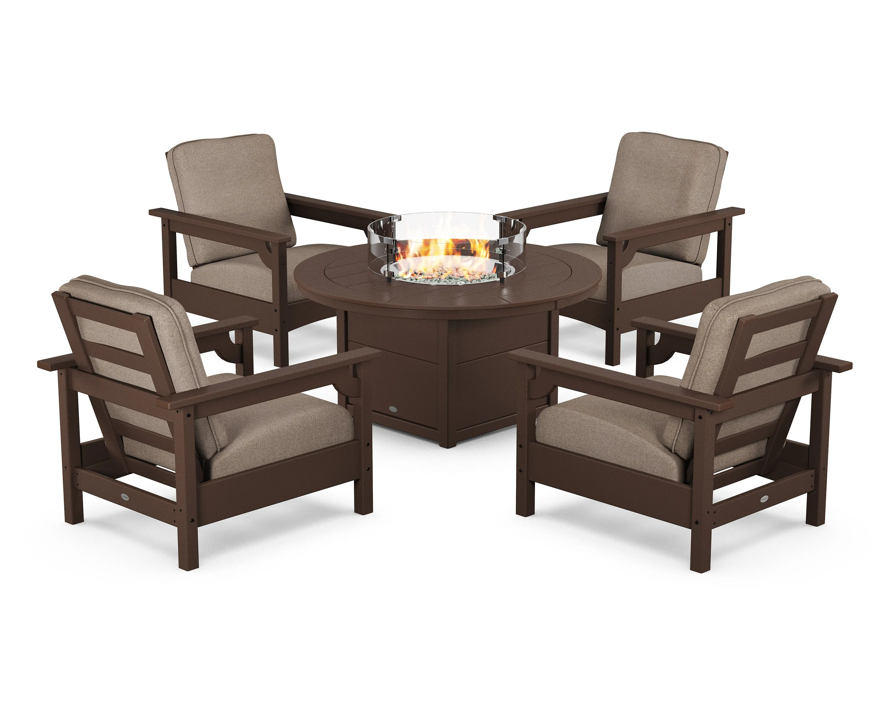 Club 5-Piece Conversation Set with Fire Pit Table