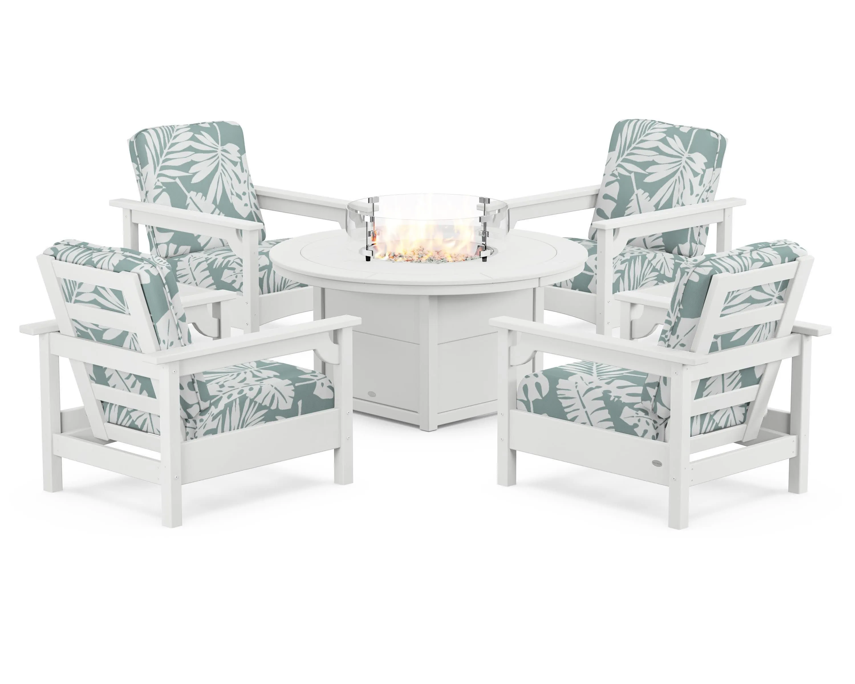 Club 5-Piece Conversation Set with Fire Pit Table