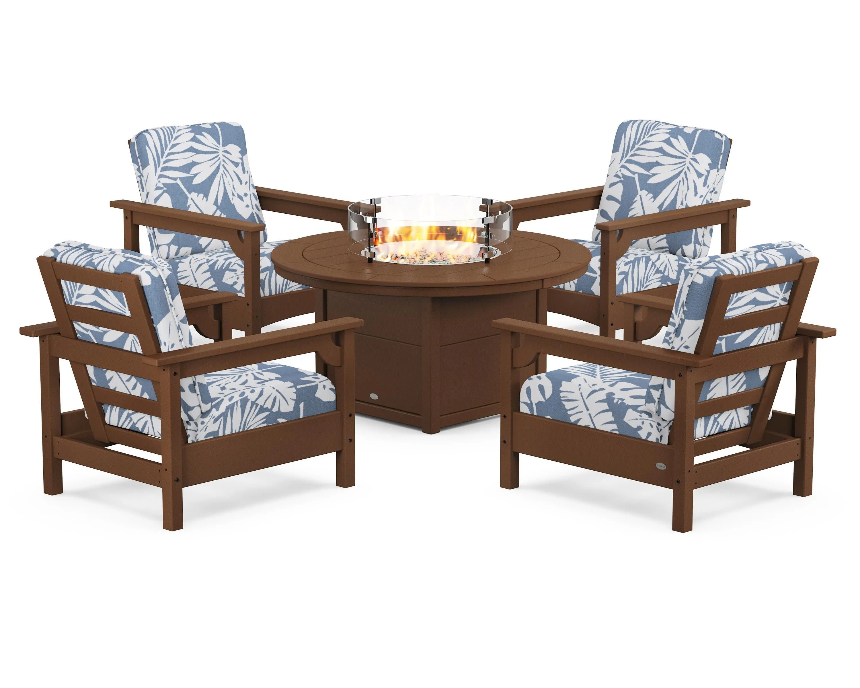Club 5-Piece Conversation Set with Fire Pit Table