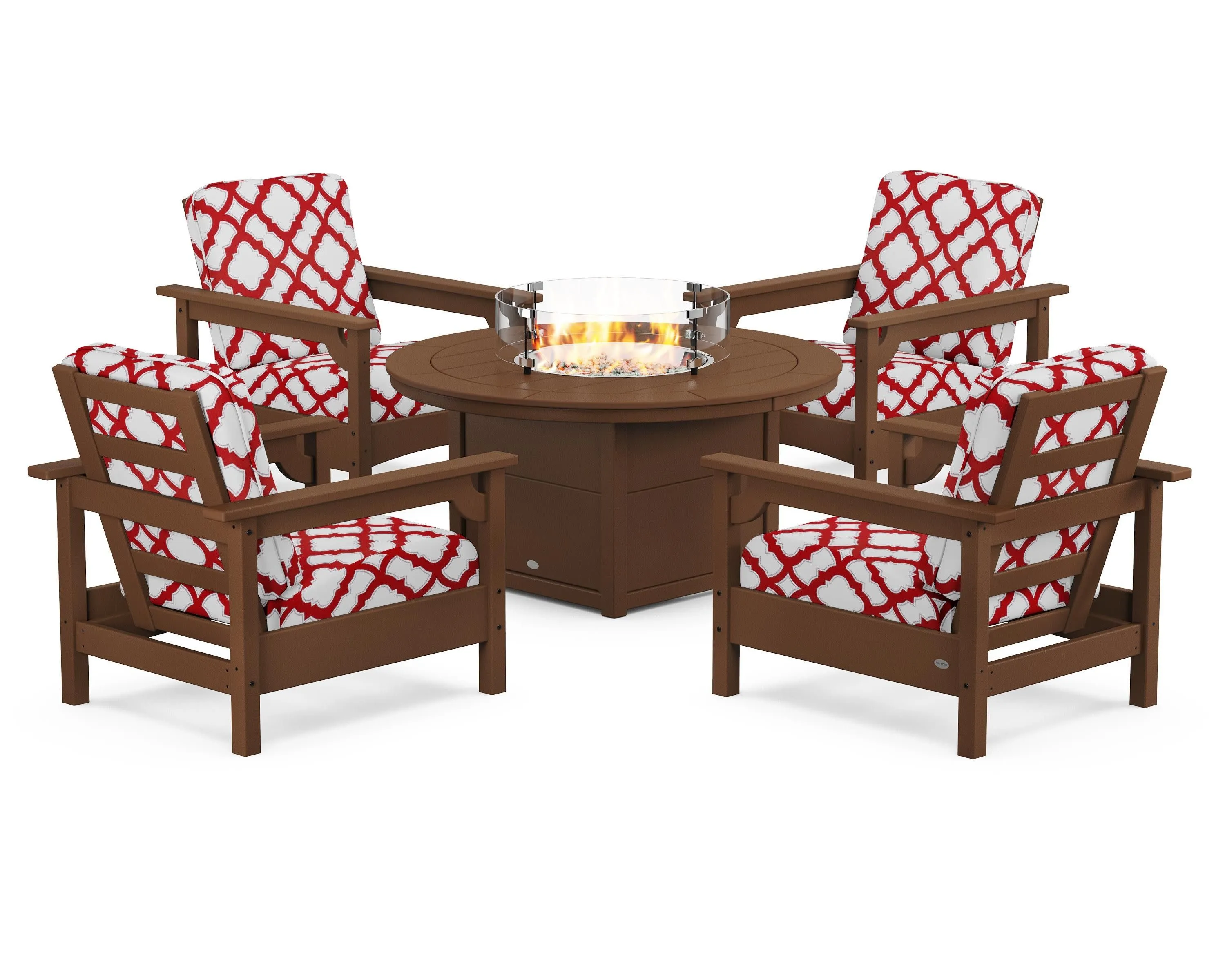 Club 5-Piece Conversation Set with Fire Pit Table