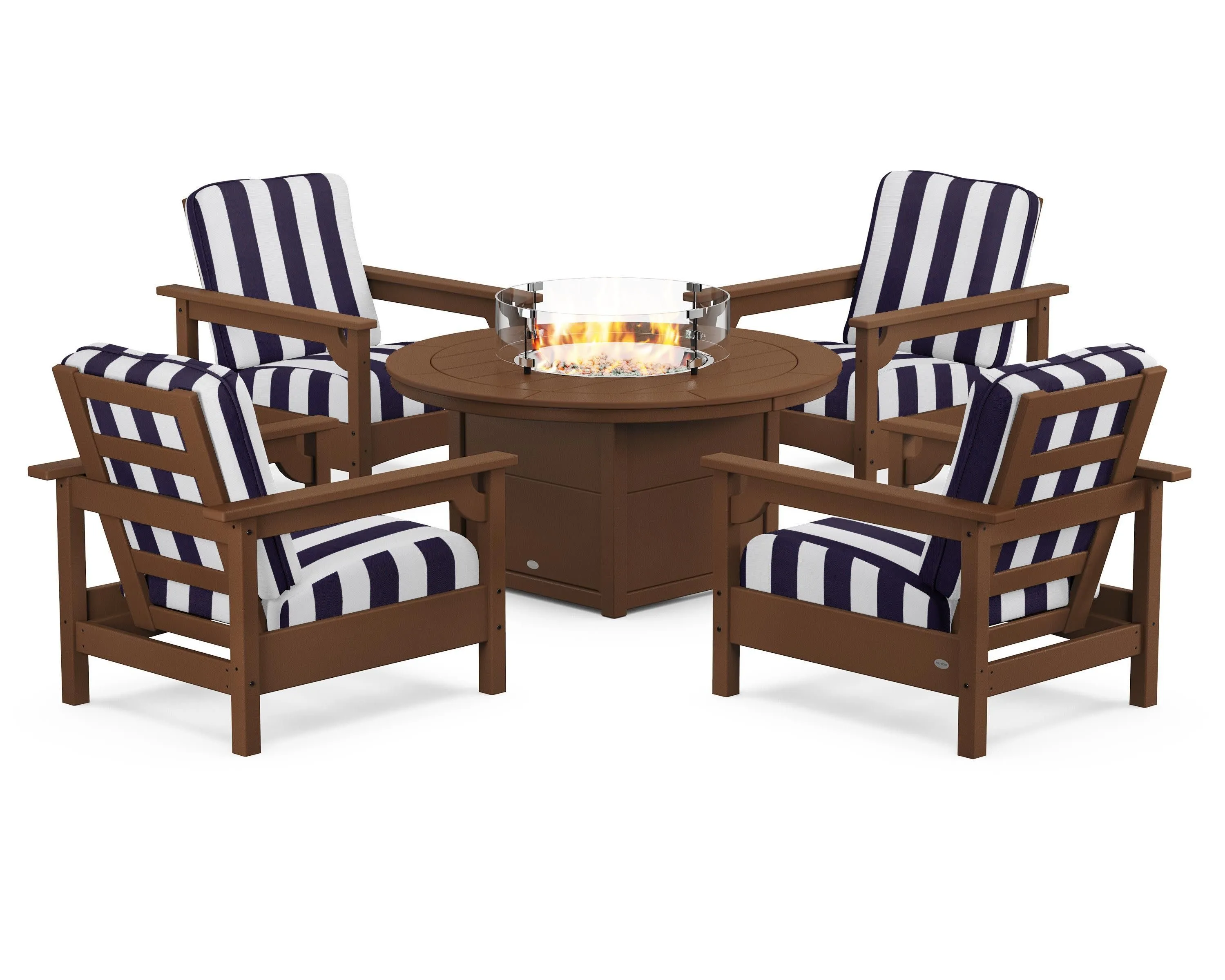 Club 5-Piece Conversation Set with Fire Pit Table
