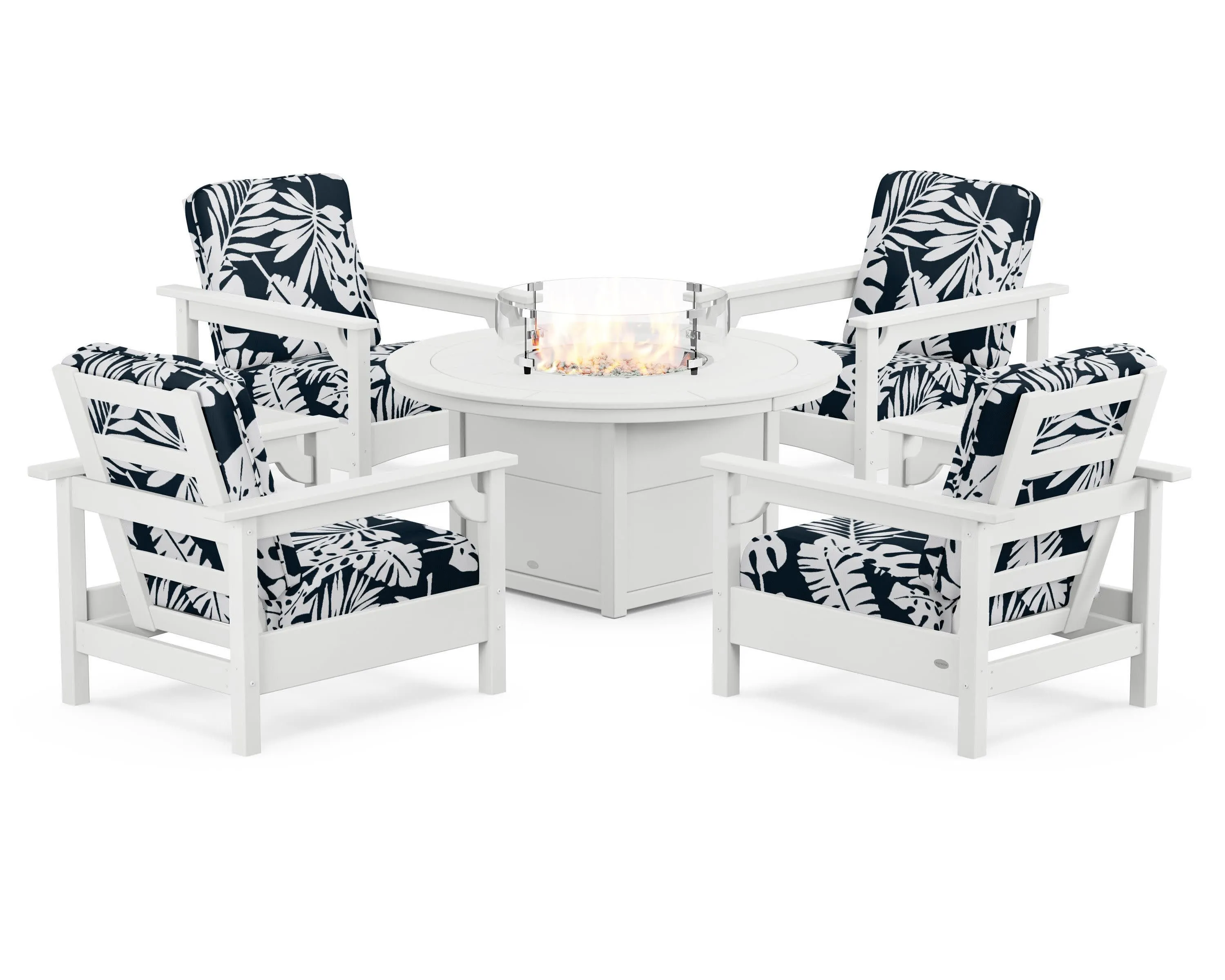 Club 5-Piece Conversation Set with Fire Pit Table