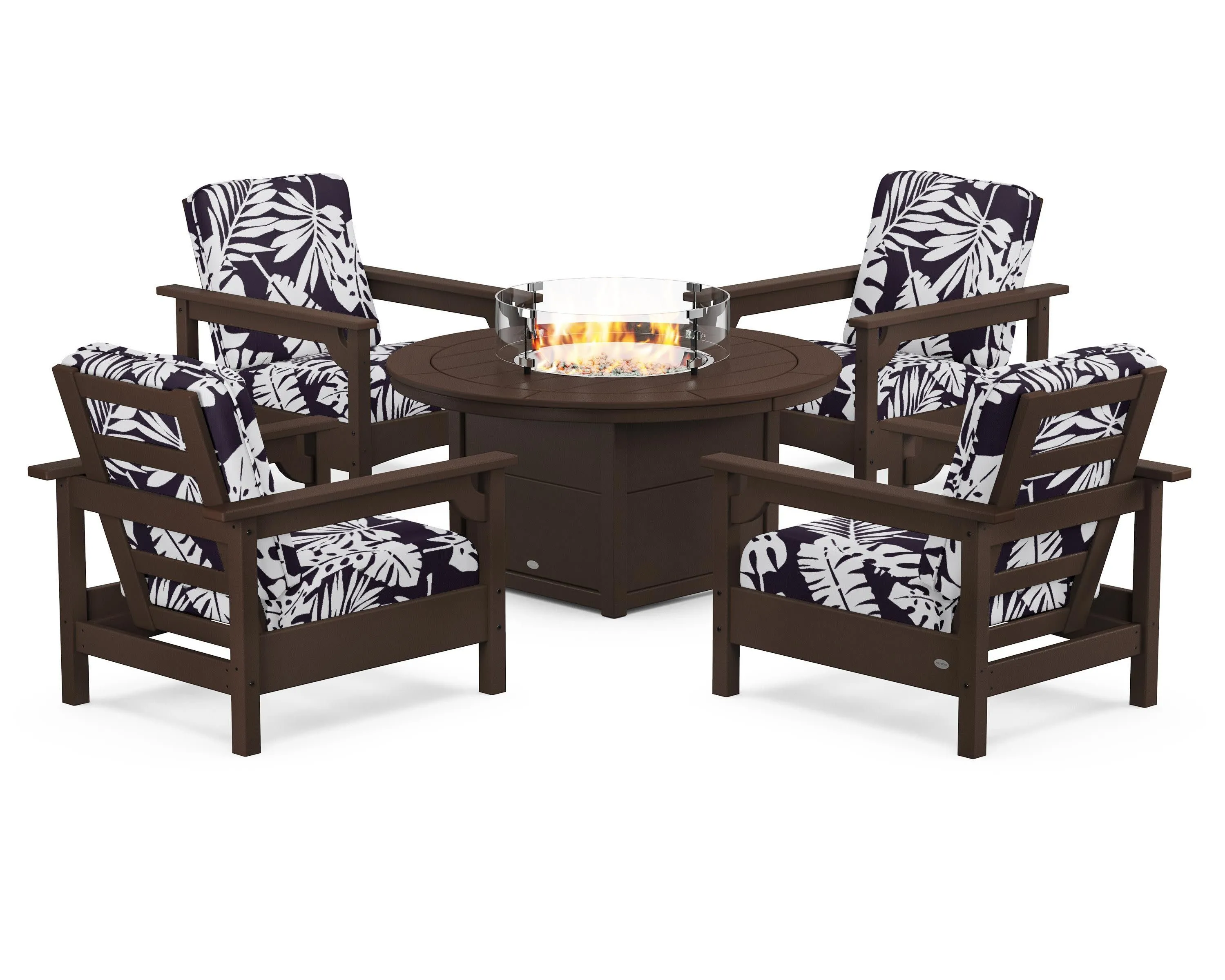 Club 5-Piece Conversation Set with Fire Pit Table