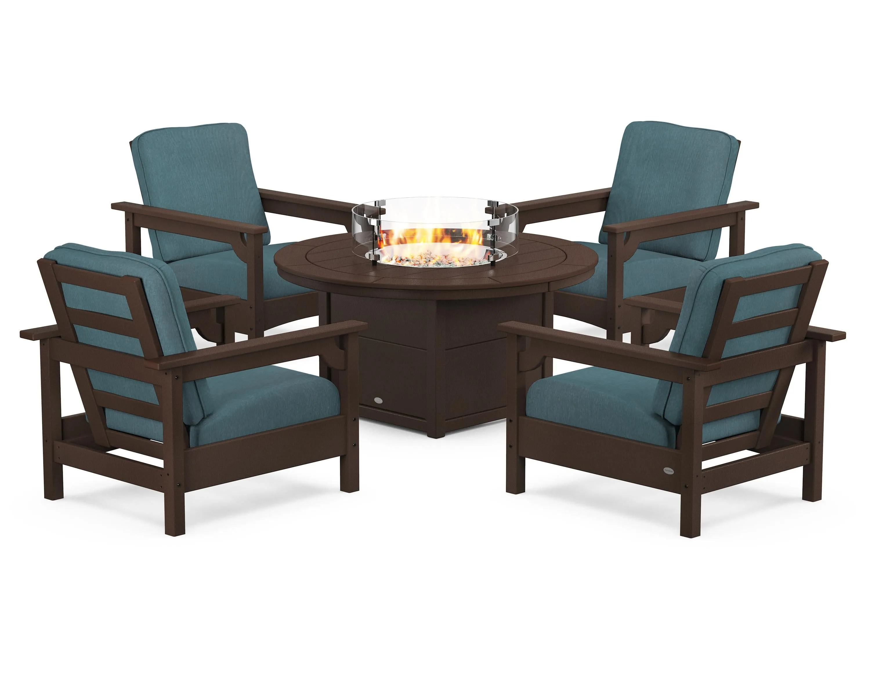 Club 5-Piece Conversation Set with Fire Pit Table