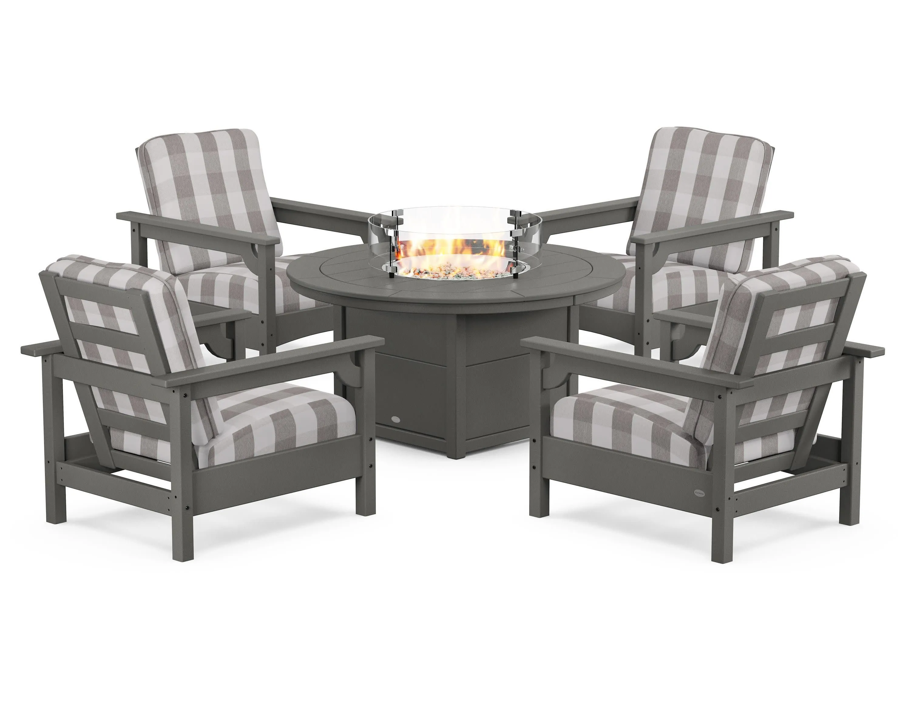 Club 5-Piece Conversation Set with Fire Pit Table